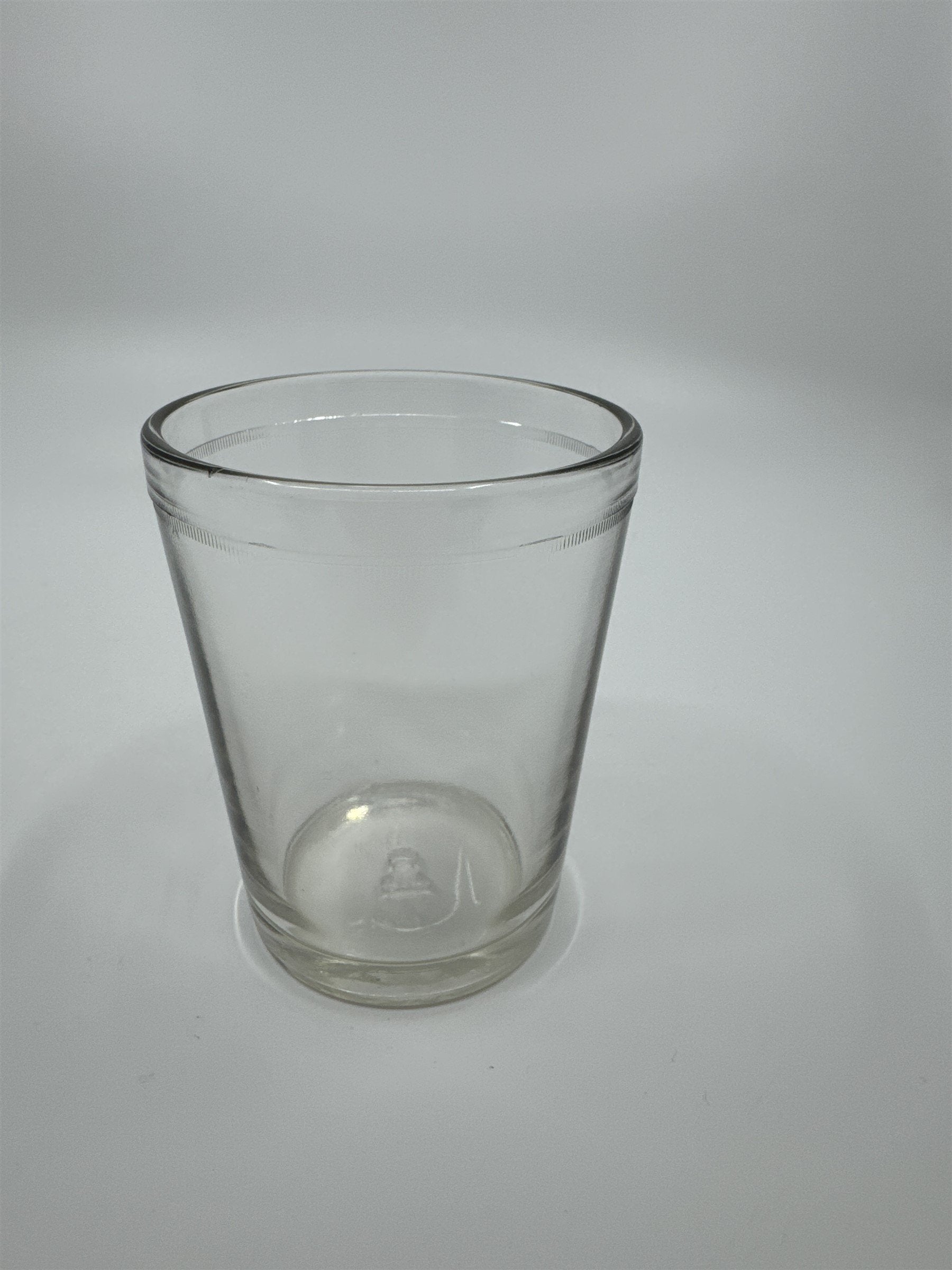 Vintage Juice Glass Jelly Jar Drinking Glass /w Chess Pawn Design on Bottom 564