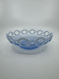 Imperial Glass Katy Blue Laced Edge Lattice Opalescent 8" Salad Plate Blue Glass