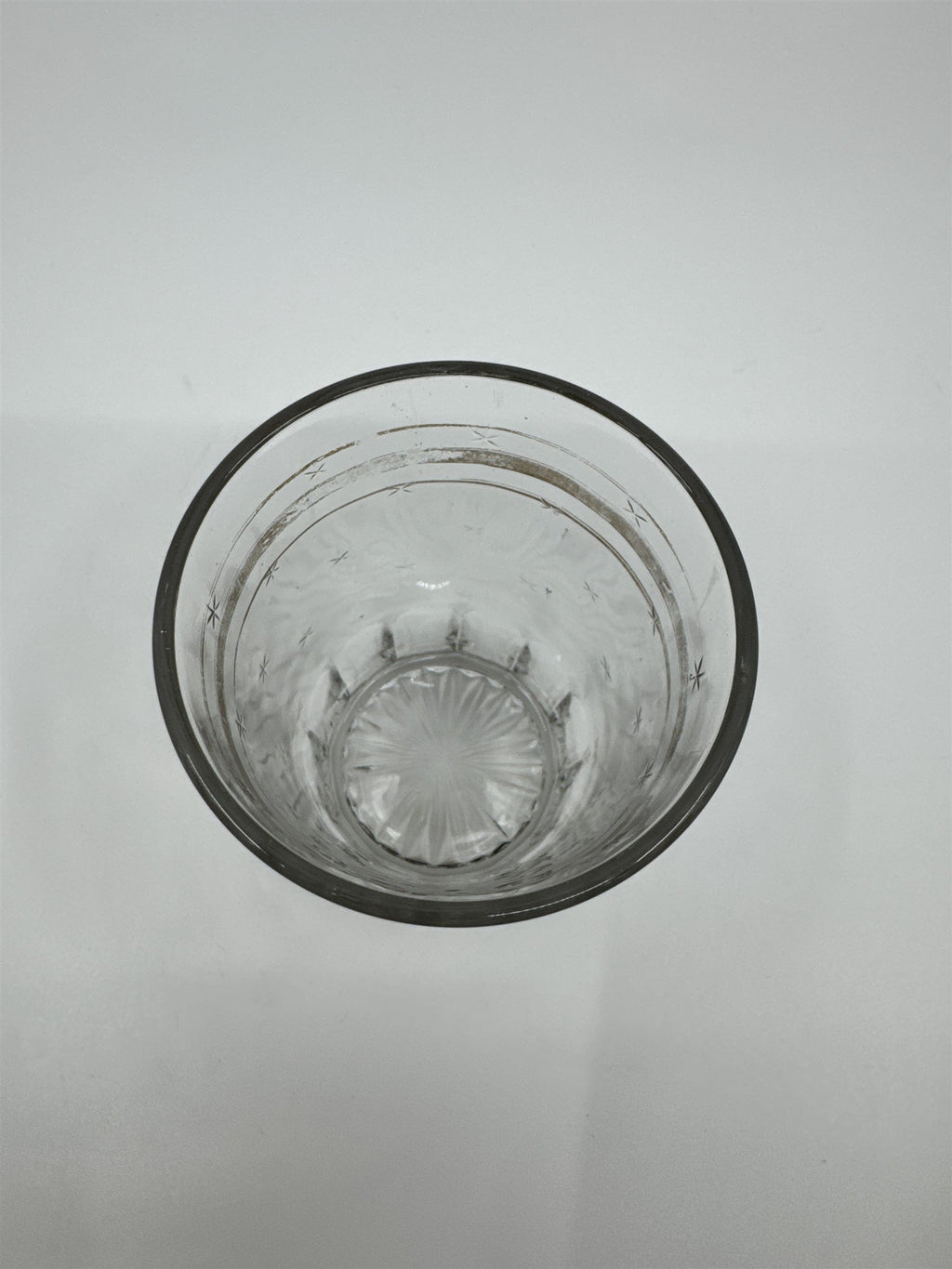 Vintage Juice Glass /w Gold Embellishment Trim Stars Glass Whiskey Glass Fading