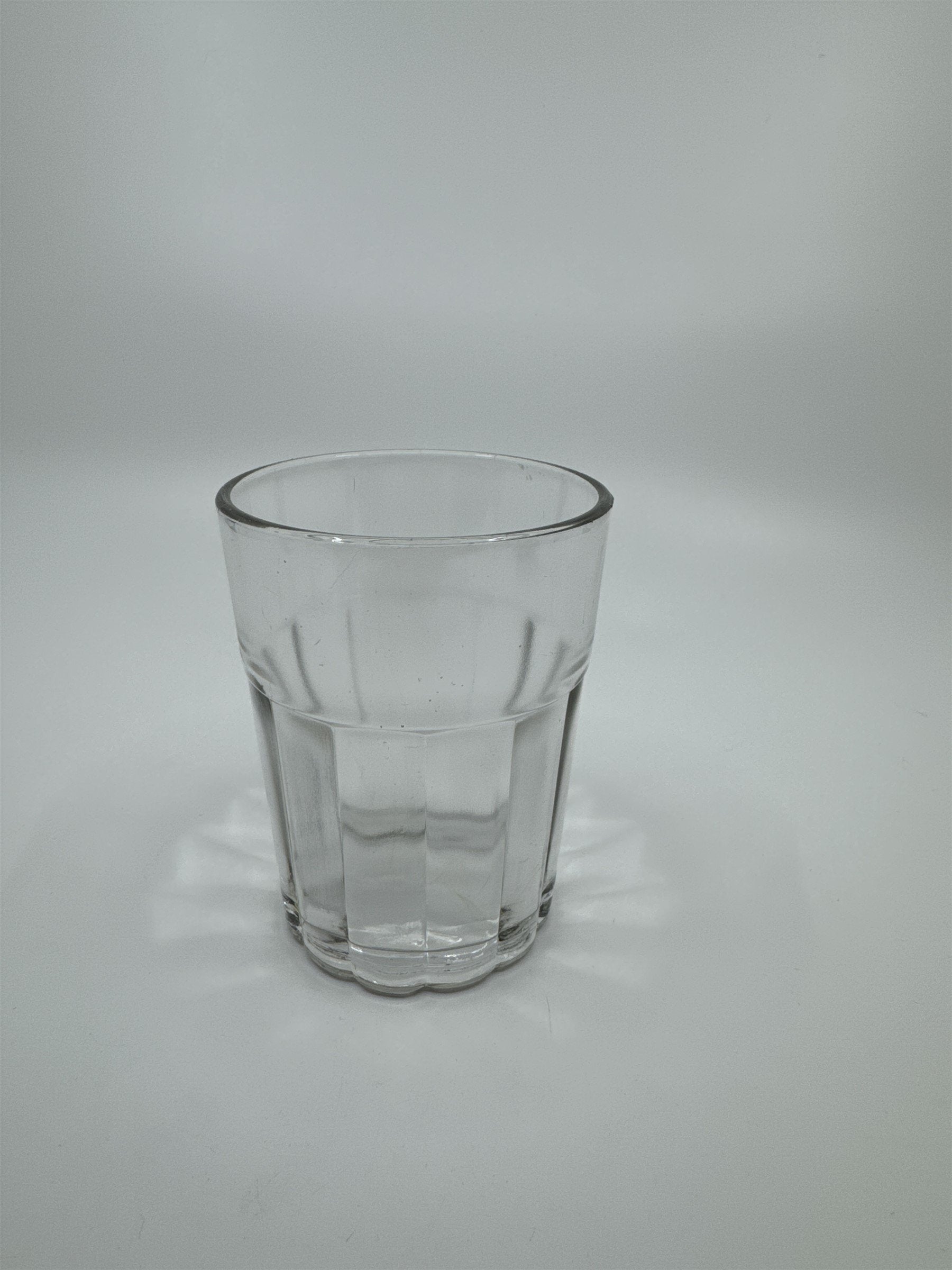 Vintage Whiskey Glass Juice Glass Ribbed and Lined Lines Pattern on Side