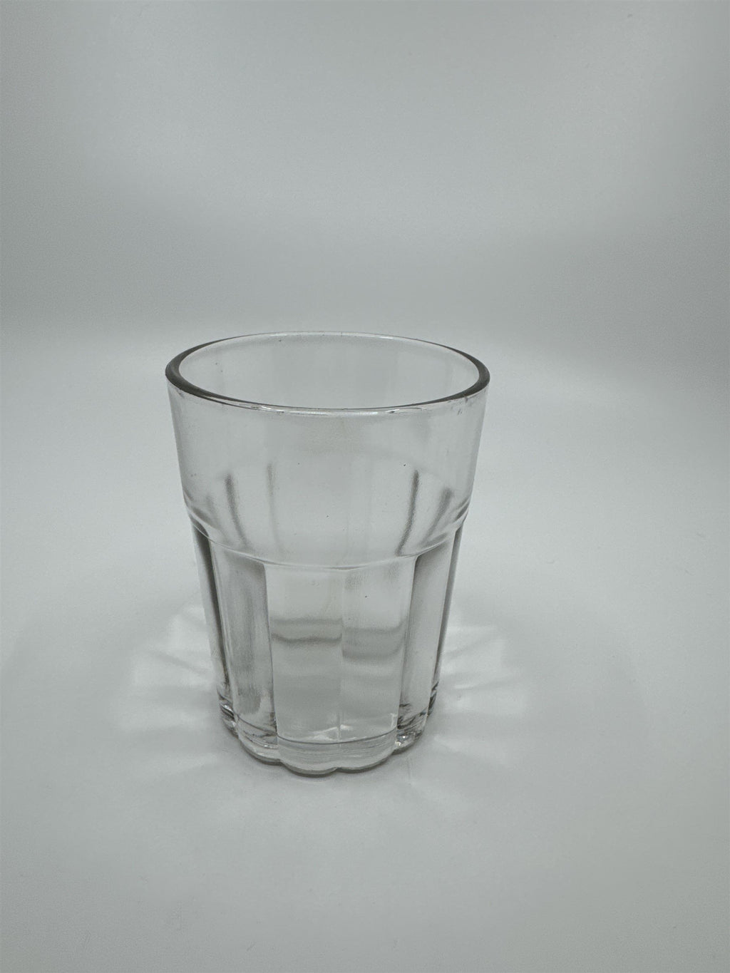 Vintage Whiskey Glass Juice Glass Ribbed and Lined Lines Pattern on Side