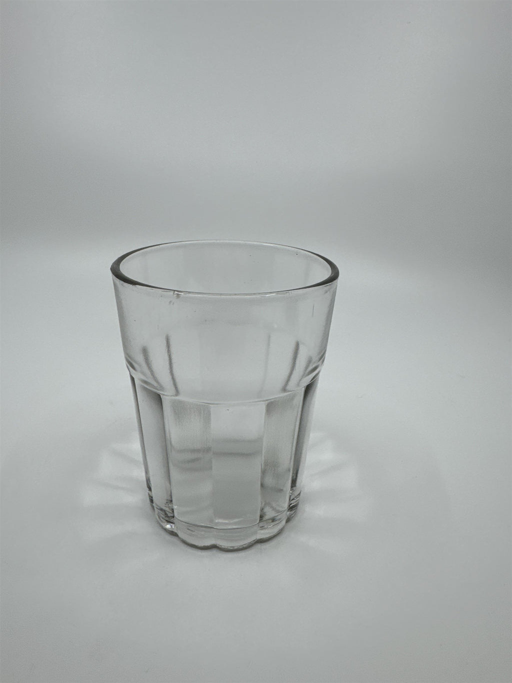 Vintage Whiskey Glass Juice Glass Ribbed and Lined Lines Pattern on Side