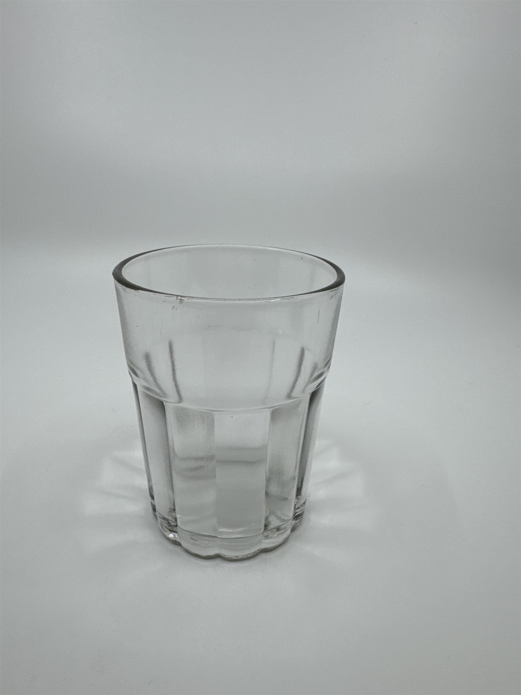 Vintage Whiskey Glass Juice Glass Ribbed and Lined Lines Pattern on Side