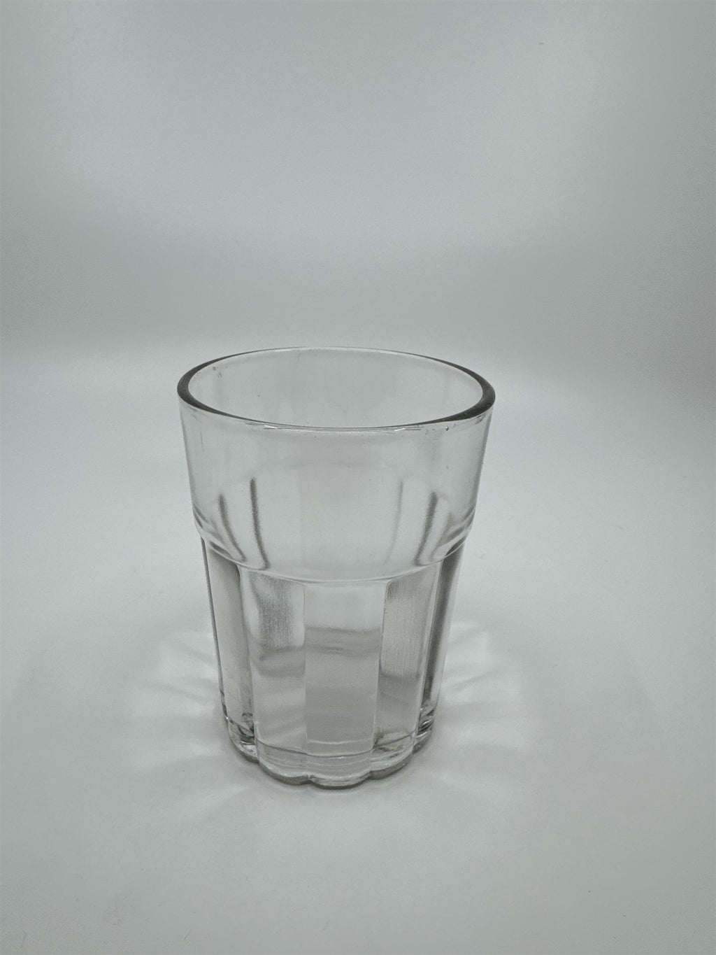 Vintage Whiskey Glass Juice Glass Ribbed and Lined Lines Pattern on Side