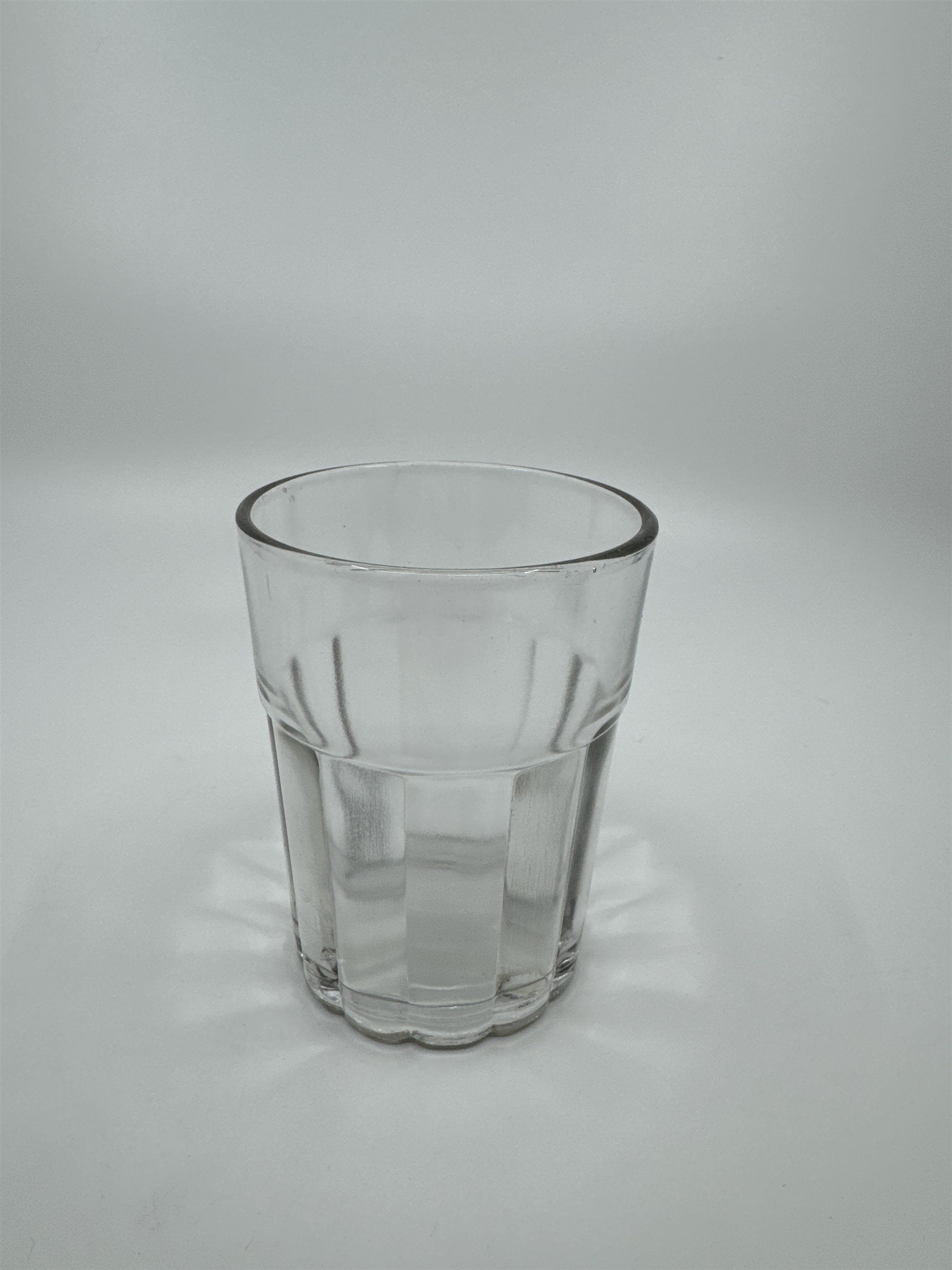 Vintage Whiskey Glass Juice Glass Ribbed and Lined Lines Pattern on Side