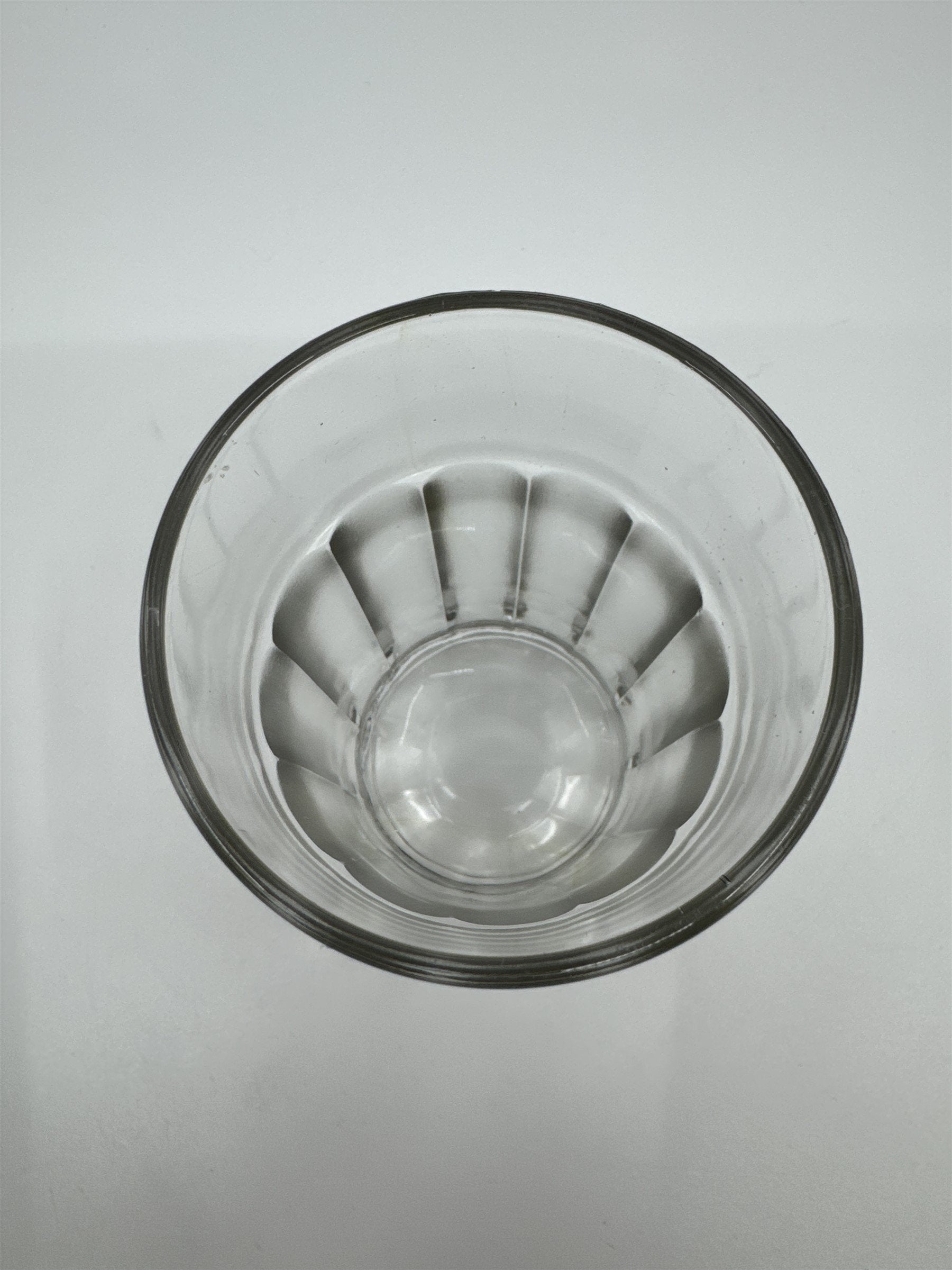 Vintage Whiskey Glass Juice Glass Ribbed and Lined Lines Pattern on Side