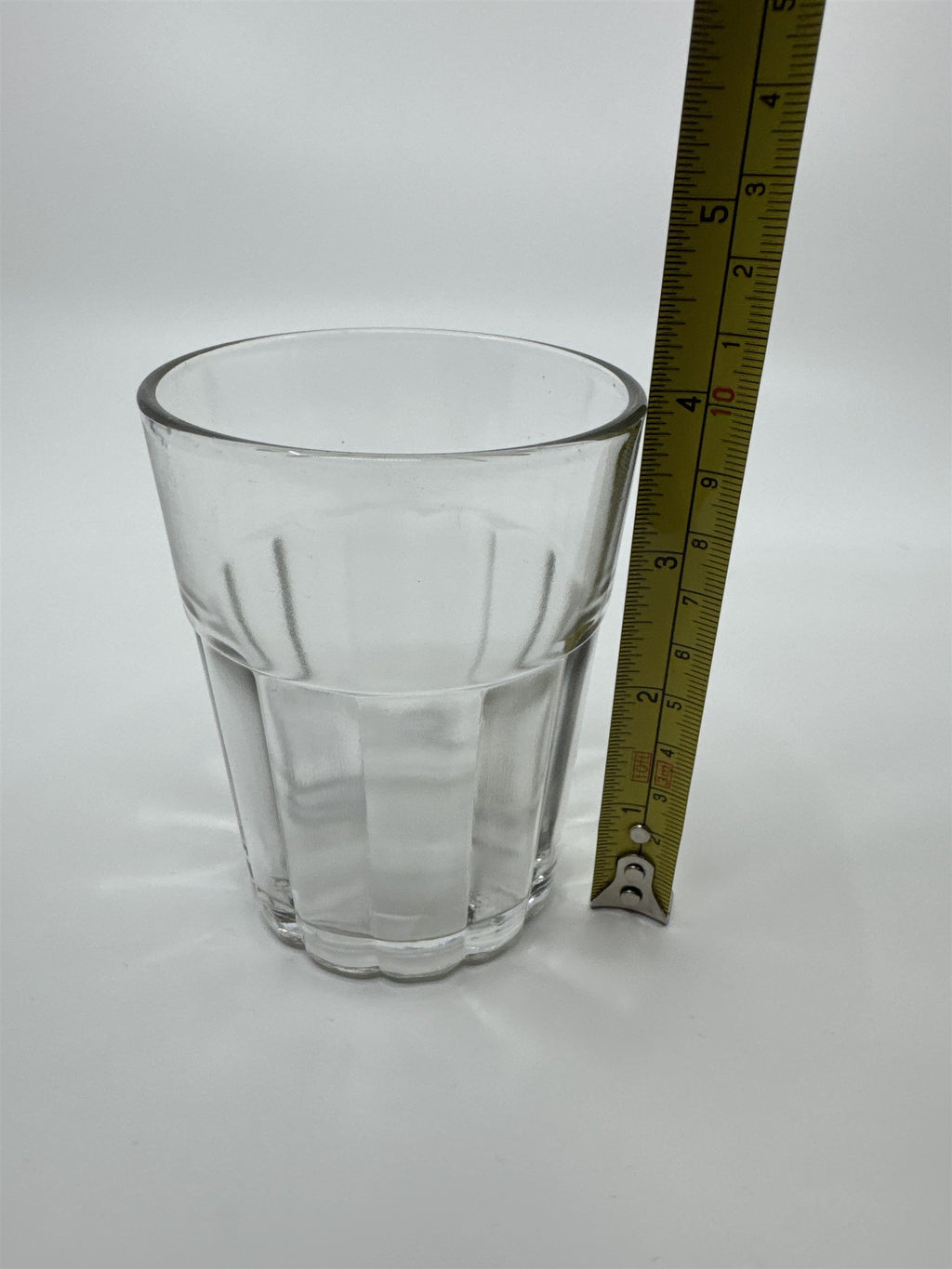 Vintage Whiskey Glass Juice Glass Ribbed and Lined Lines Pattern on Side