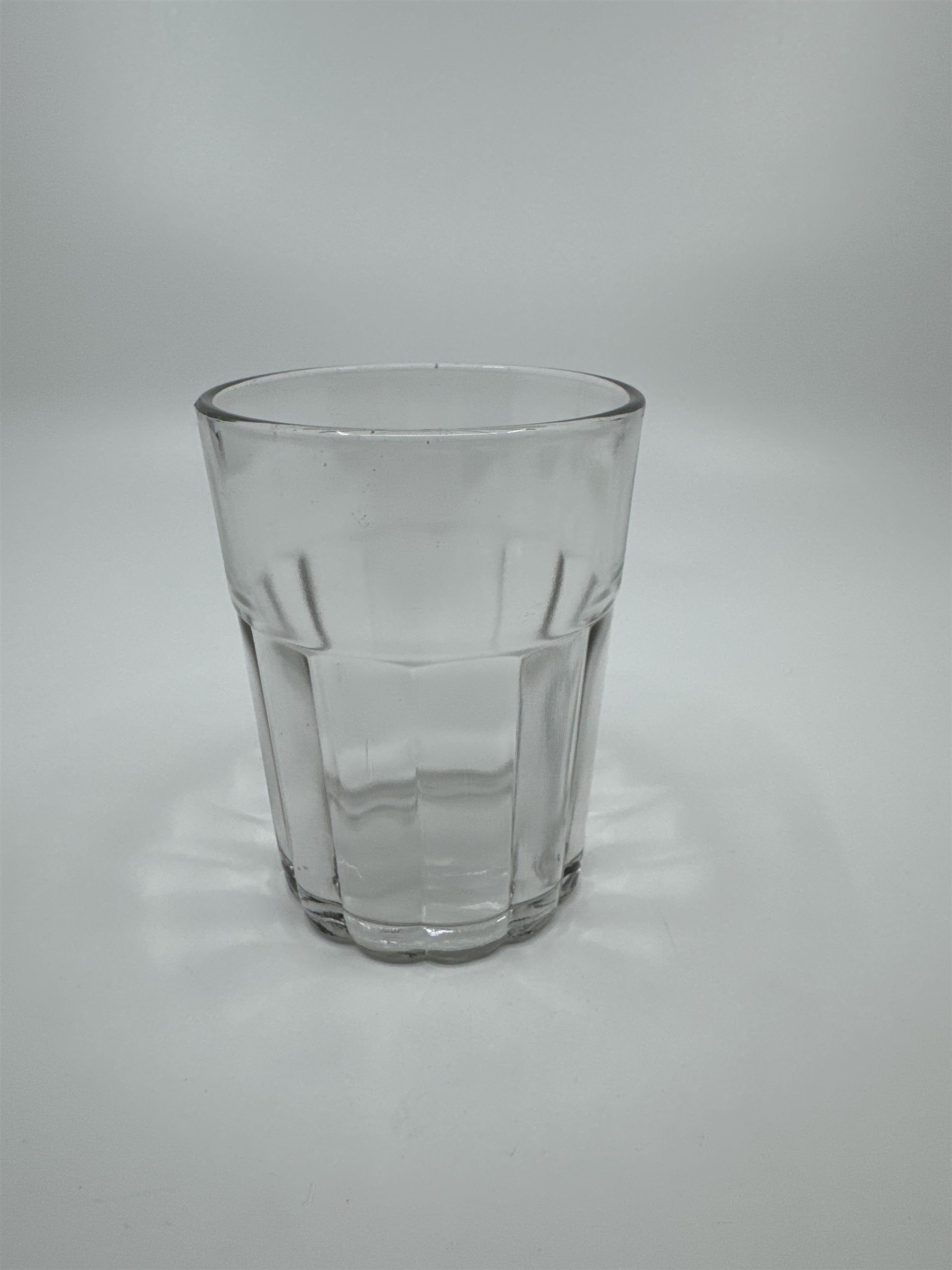 Vintage Whiskey Glass Juice Glass Ribbed and Lined Lines Pattern on Side