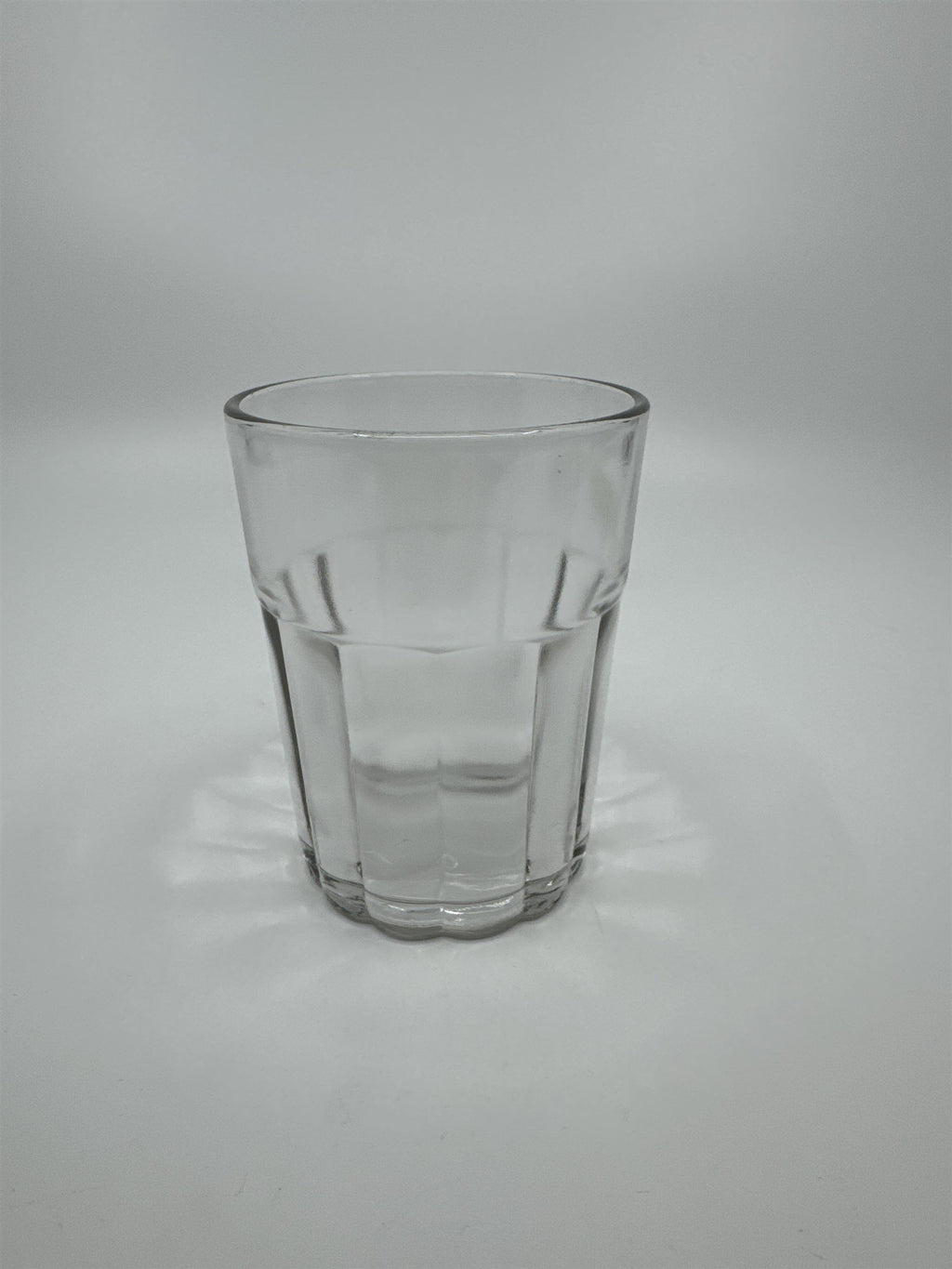 Vintage Whiskey Glass Juice Glass Ribbed and Lined Lines Pattern on Side