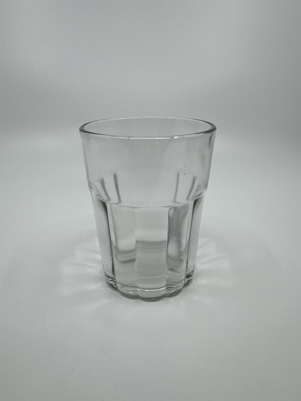 Vintage Whiskey Glass Juice Glass Ribbed and Lined Lines Pattern on Side