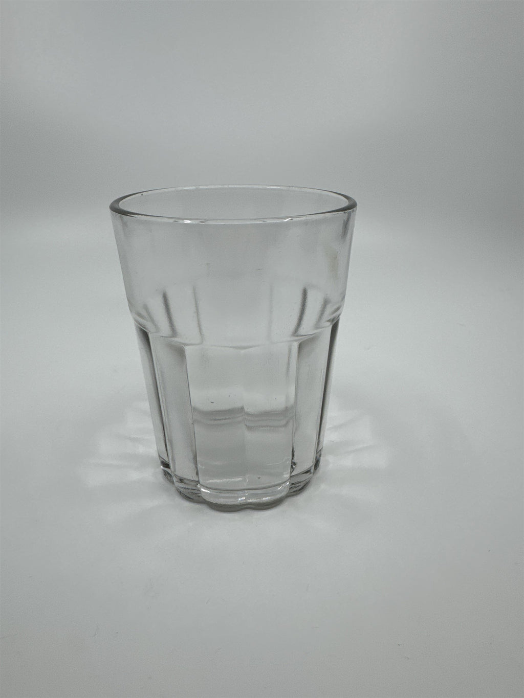 Vintage Whiskey Glass Juice Glass Ribbed and Lined Lines Pattern on Side