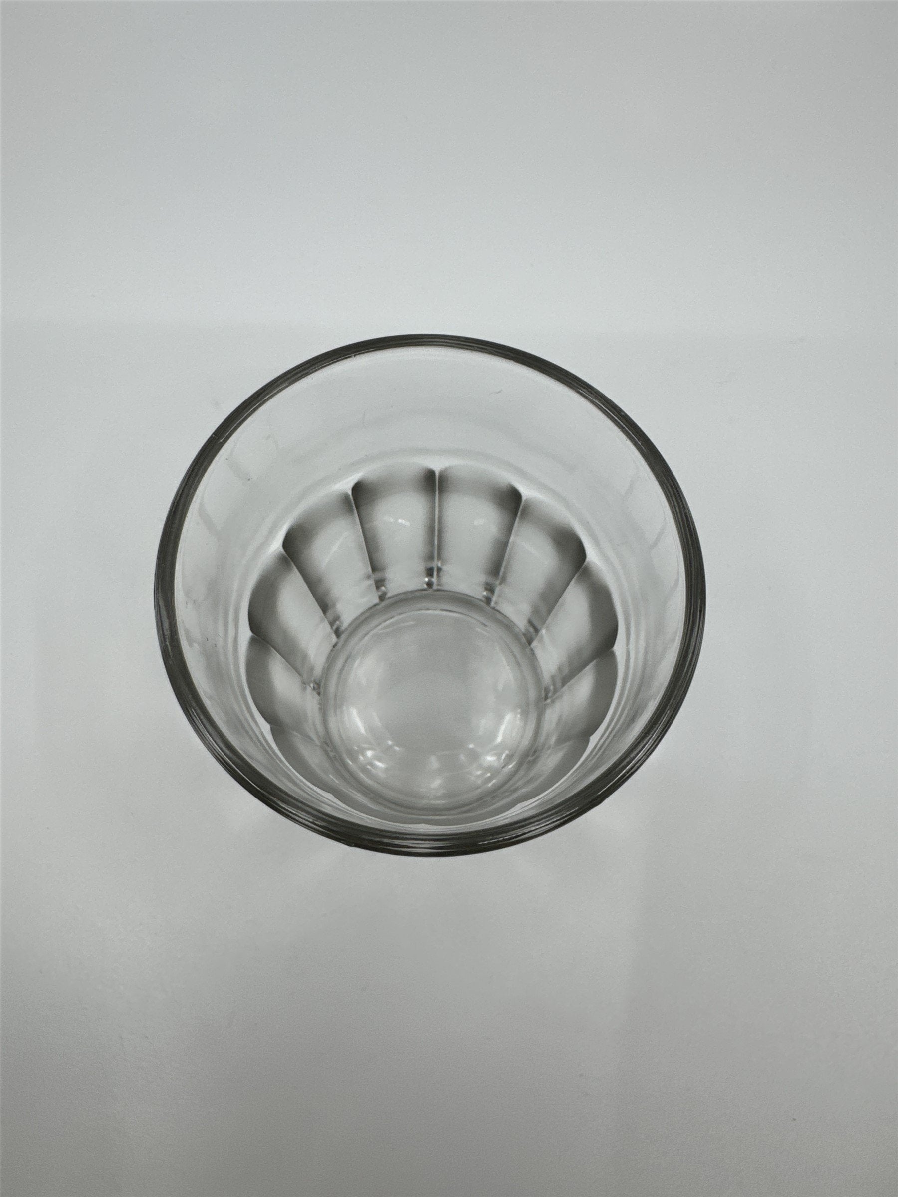 Vintage Whiskey Glass Juice Glass Ribbed and Lined Lines Pattern on Side