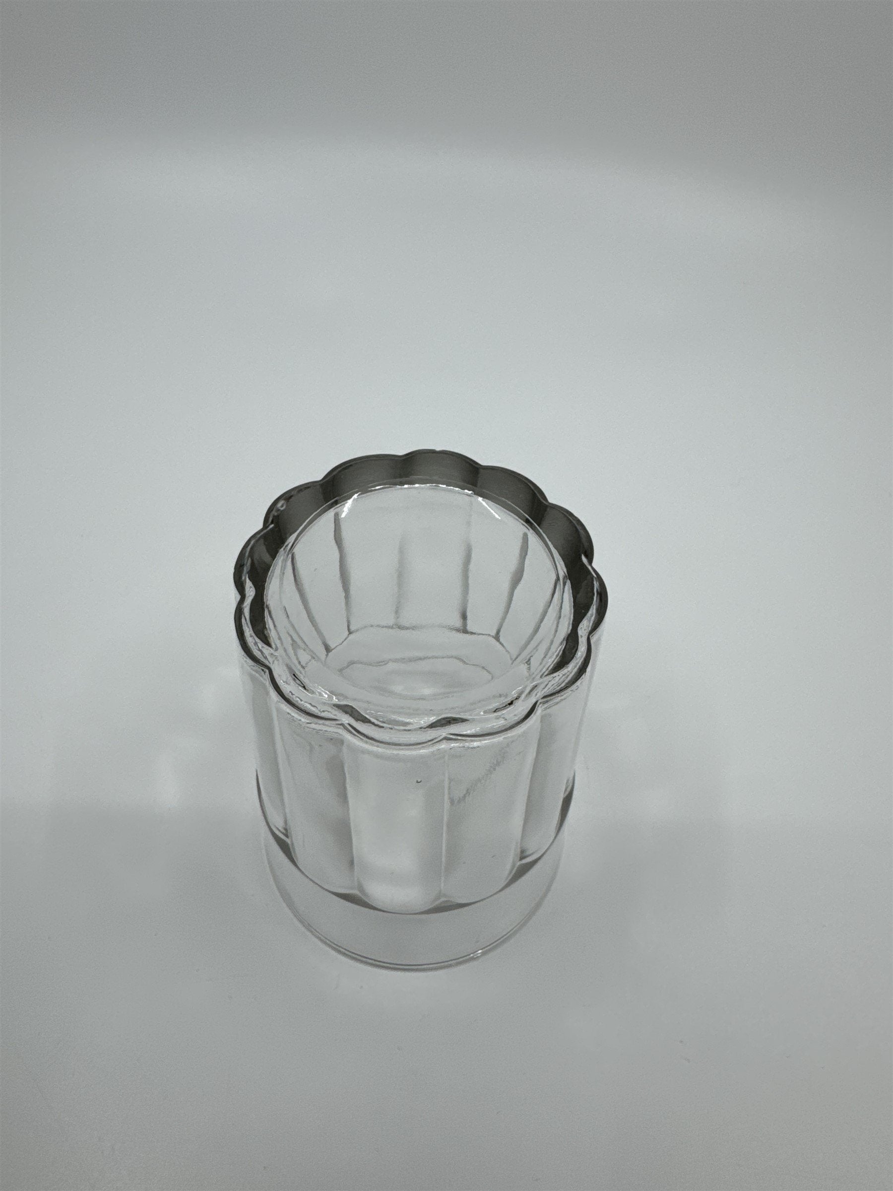 Vintage Whiskey Glass Juice Glass Ribbed and Lined Lines Pattern on Side