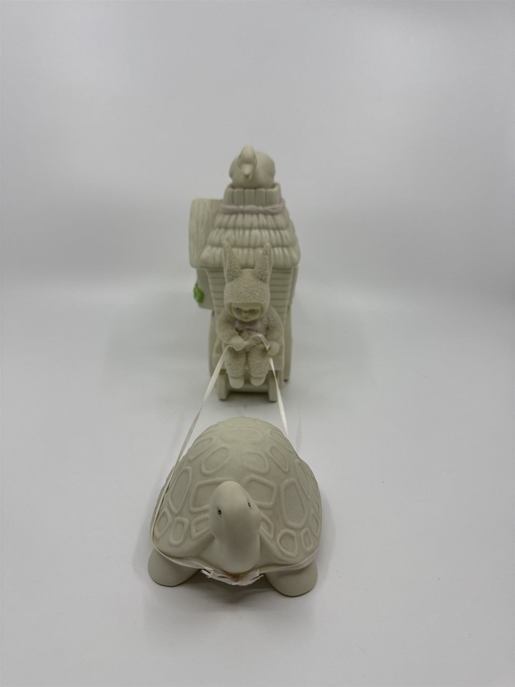 Vintage Dept 56 Snow Bunnies Turtle Pulling Flower Cart Figurines Easter Bunny