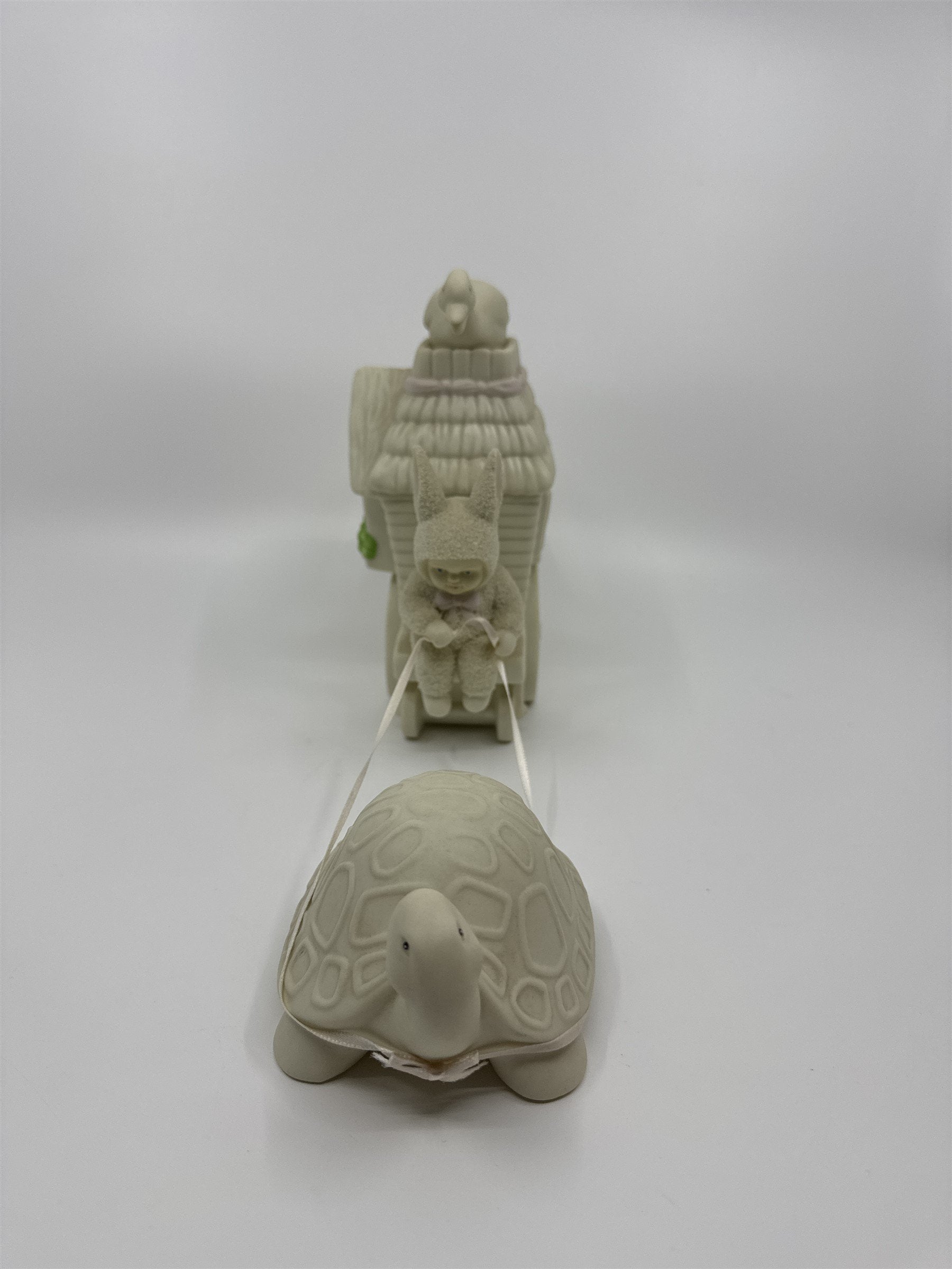 Vintage Dept 56 Snow Bunnies Turtle Pulling Flower Cart Figurines Easter Bunny