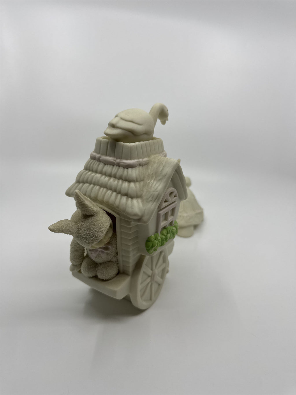 Vintage Dept 56 Snow Bunnies Turtle Pulling Flower Cart Figurines Easter Bunny