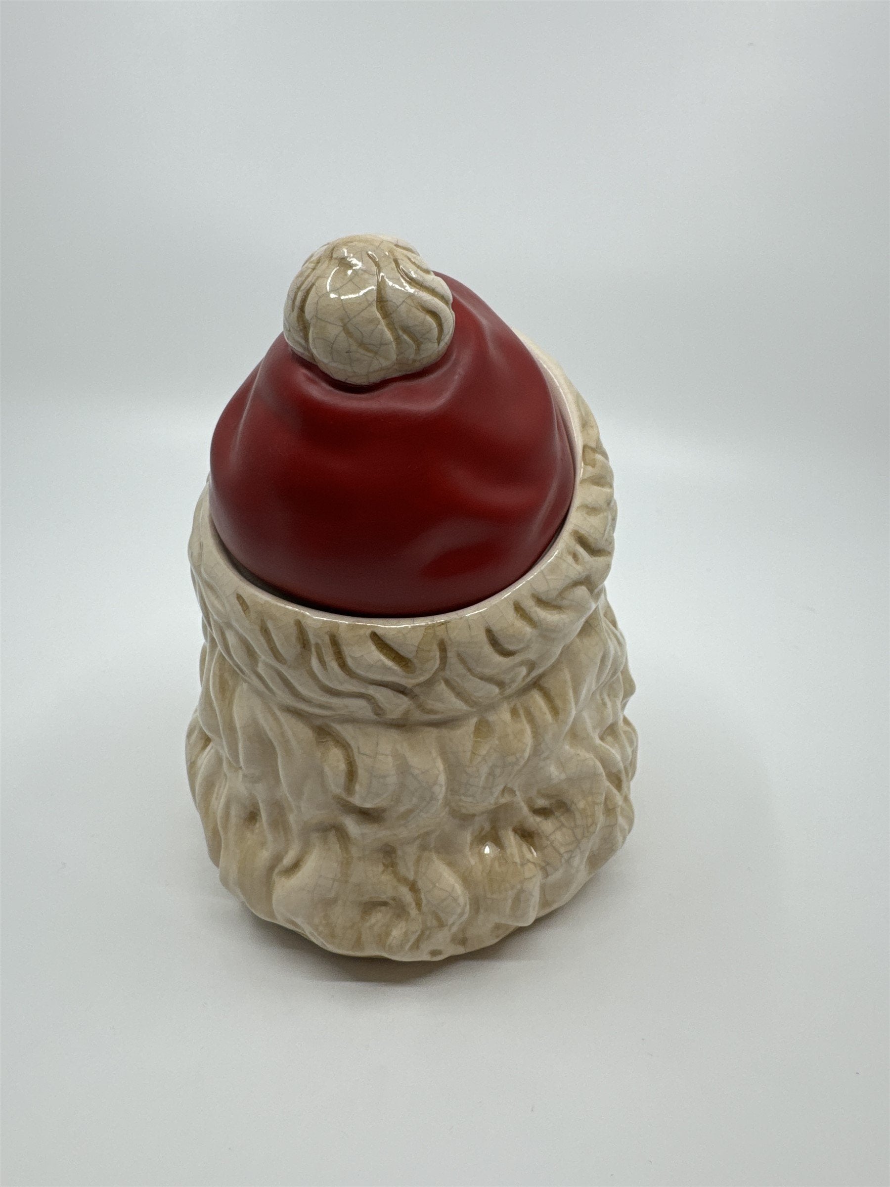 Vintage Dept 56 Emptied Santa Candle /w Red Hat Ceramic Crazed Candleware Rare