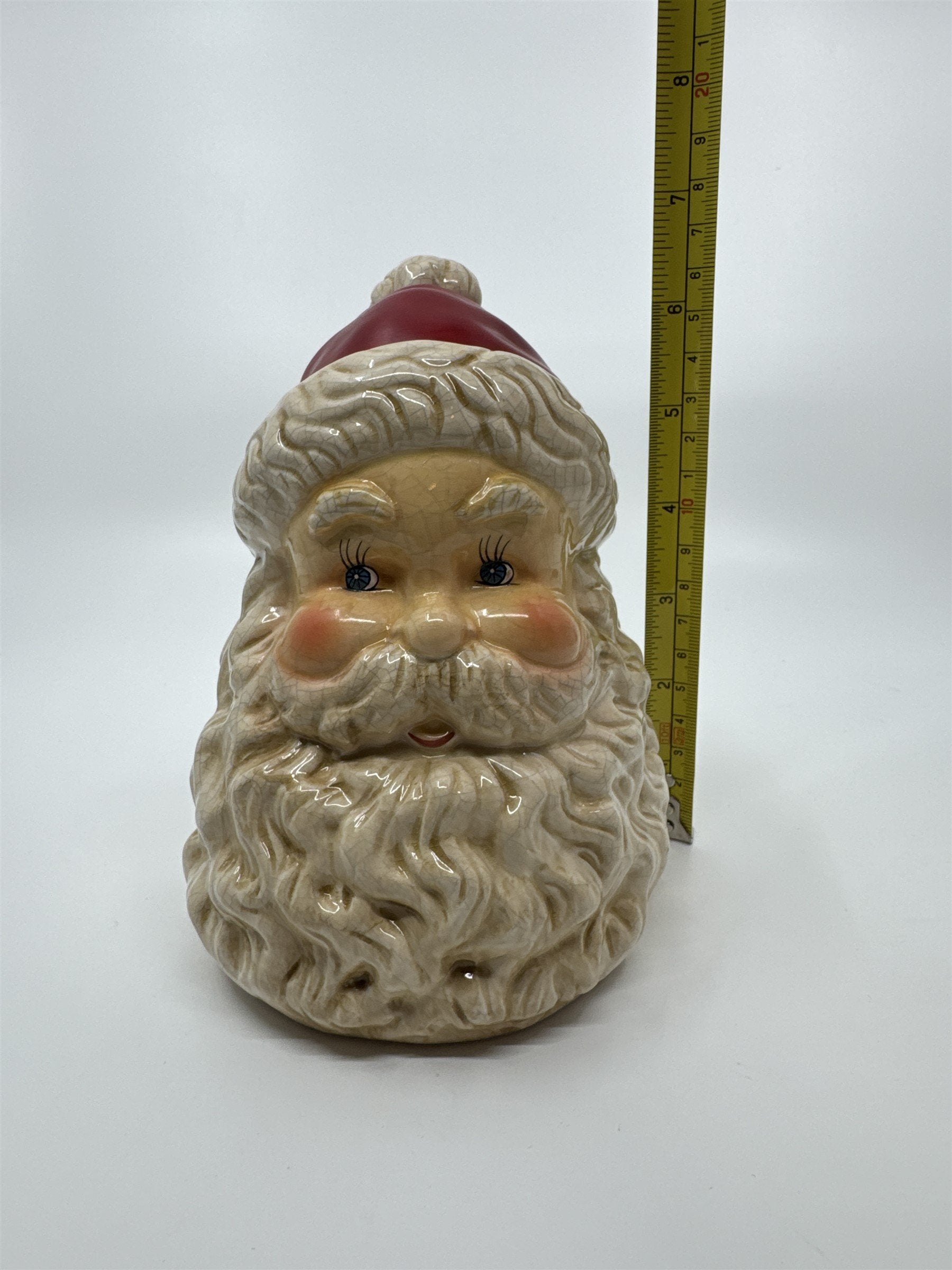 Vintage Dept 56 Emptied Santa Candle /w Red Hat Ceramic Crazed Candleware Rare