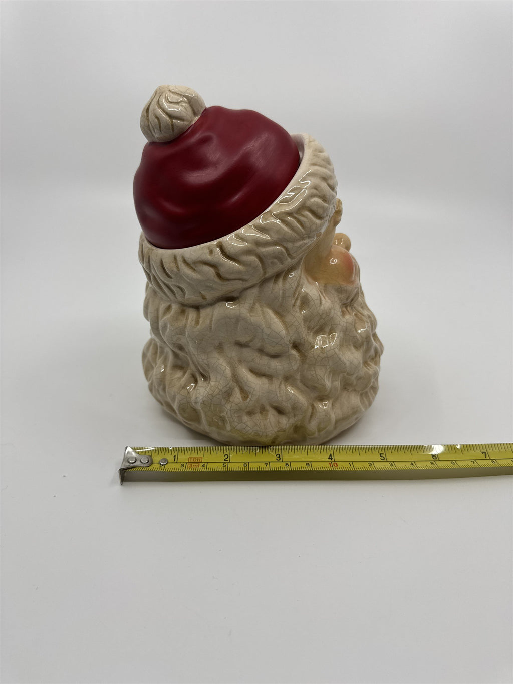 Vintage Dept 56 Emptied Santa Candle /w Red Hat Ceramic Crazed Candleware Rare