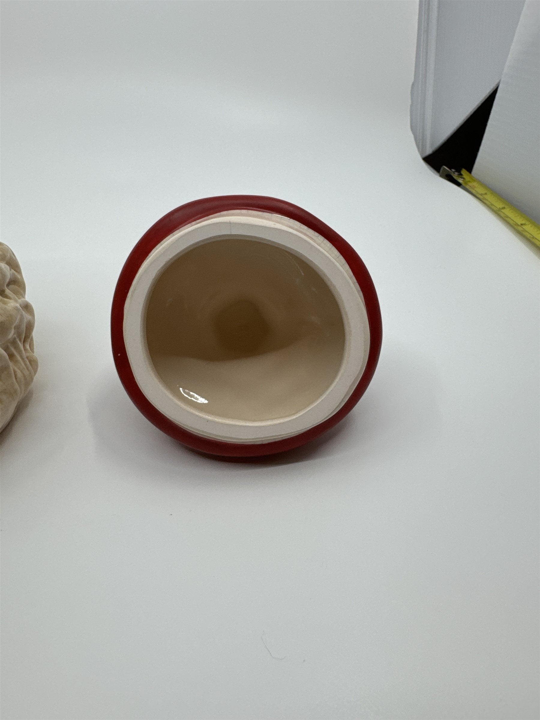 Vintage Dept 56 Emptied Santa Candle /w Red Hat Ceramic Crazed Candleware Rare