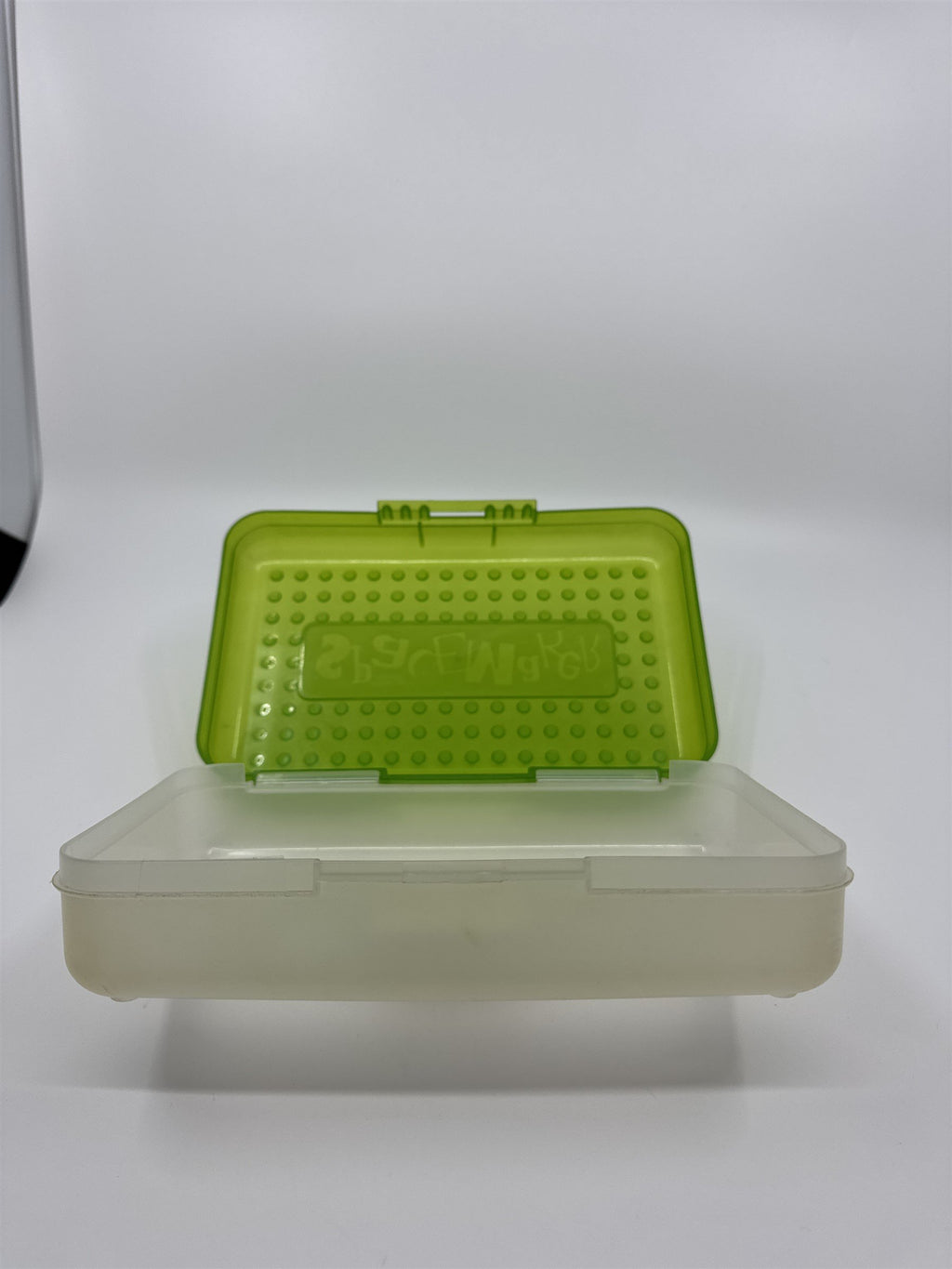 Vintage Spacemaker Pencil Box /w Hatch Latching Lid Newell Office Products GREEN