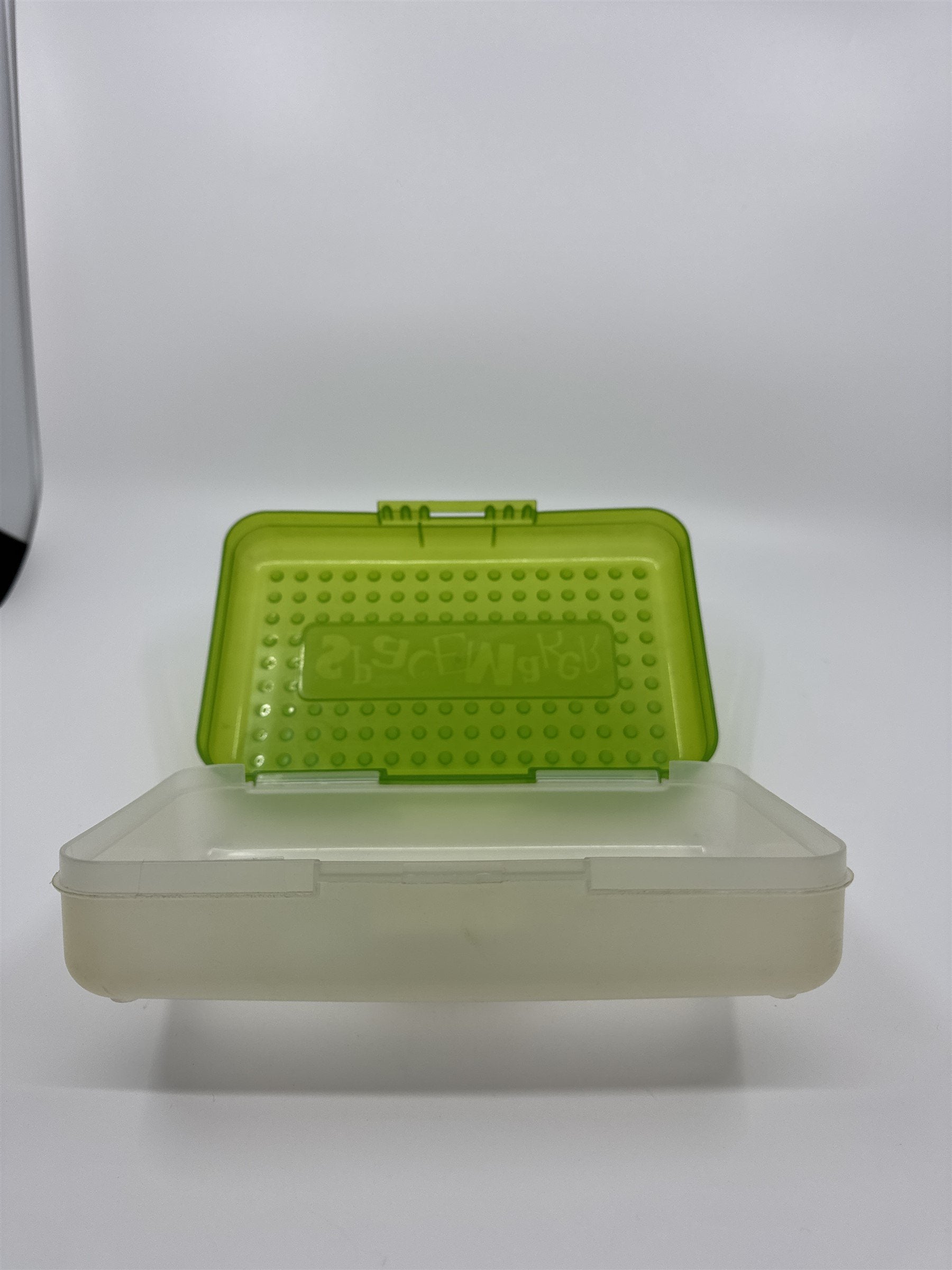 Vintage Spacemaker Pencil Box /w Hatch Latching Lid Newell Office Products GREEN