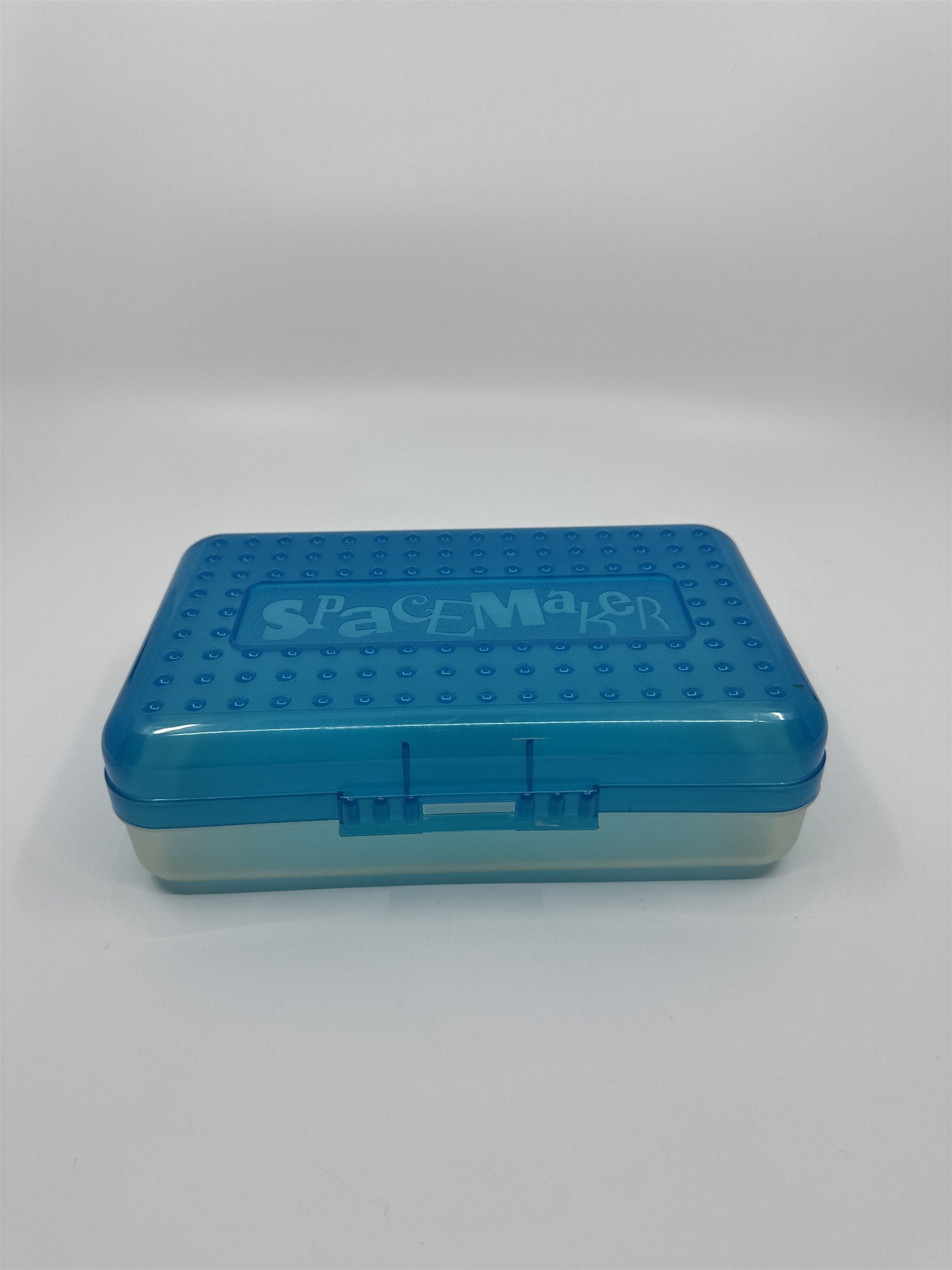 Vintage Spacemaker Pencil Box /w Hatch Latching Lid Newell Office Products BLUE