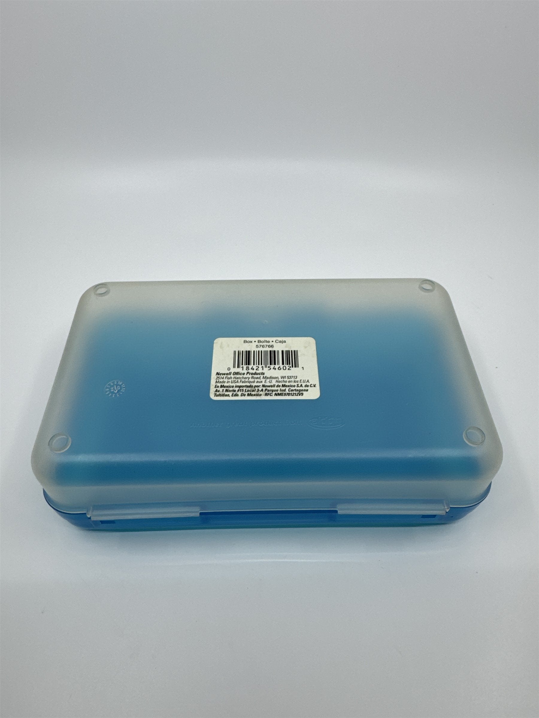Vintage Spacemaker Pencil Box /w Hatch Latching Lid Newell Office Products BLUE