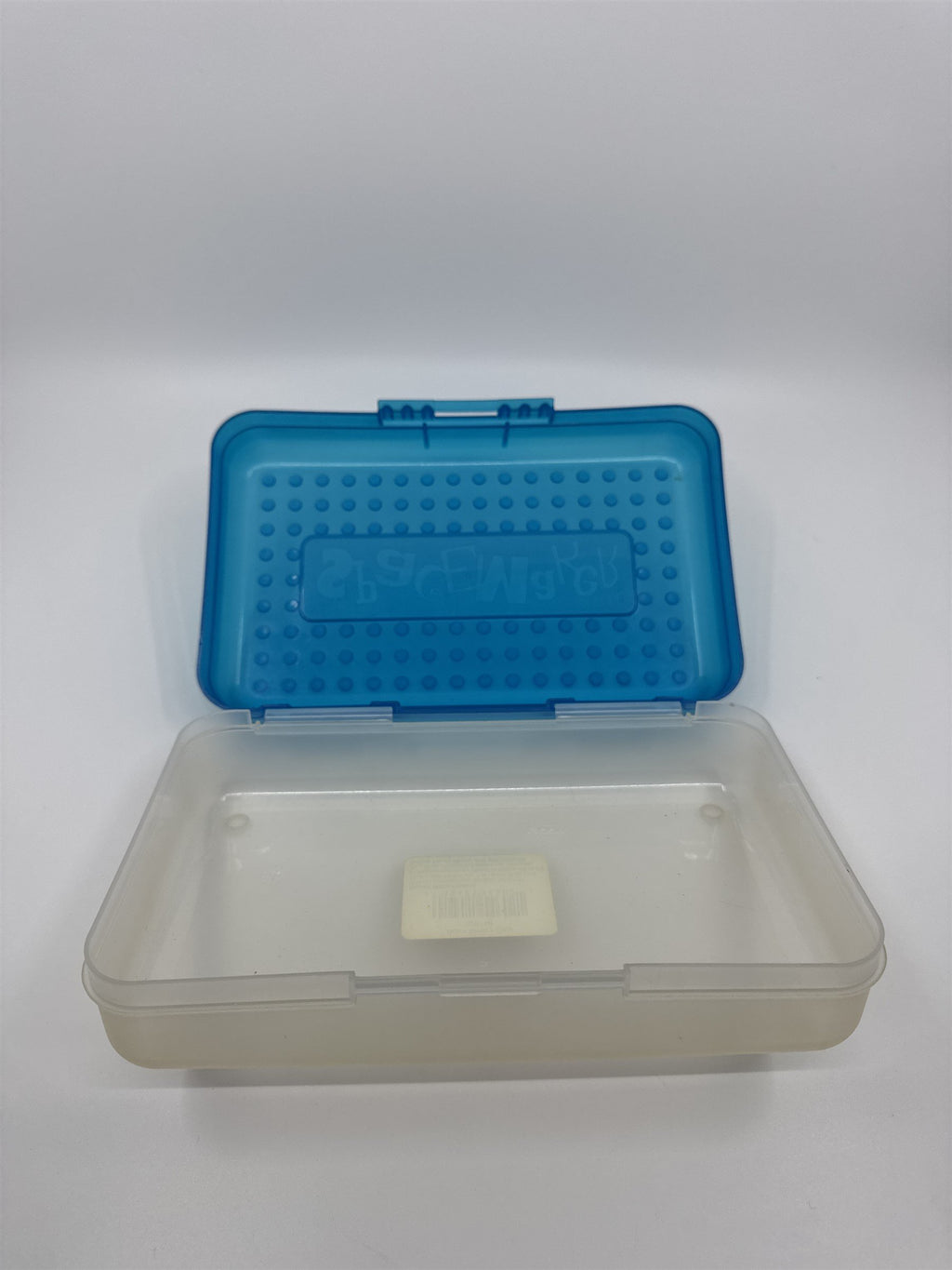 Vintage Spacemaker Pencil Box /w Hatch Latching Lid Newell Office Products BLUE