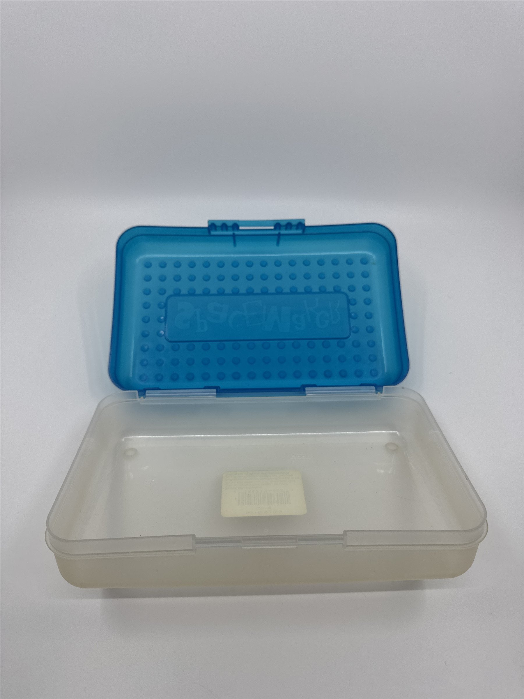 Vintage Spacemaker Pencil Box /w Hatch Latching Lid Newell Office Products BLUE