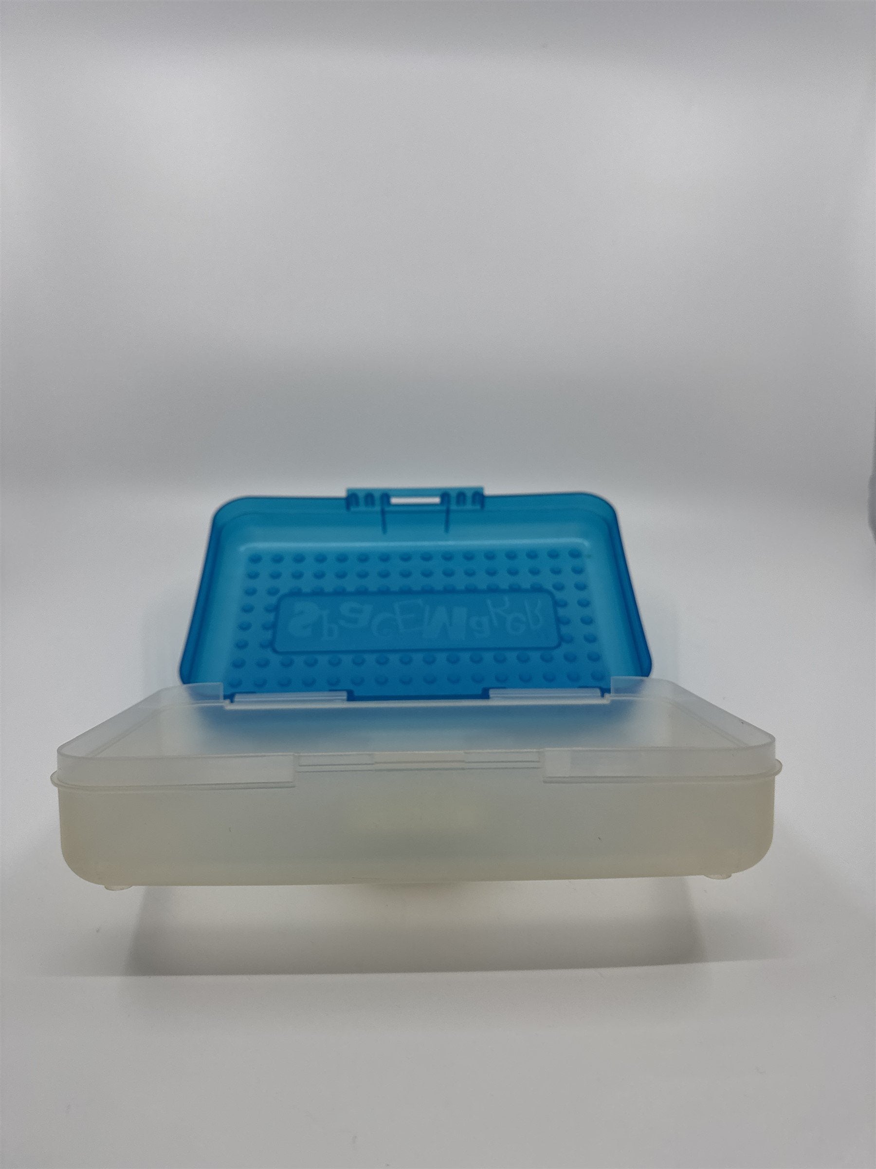 Vintage Spacemaker Pencil Box /w Hatch Latching Lid Newell Office Products BLUE