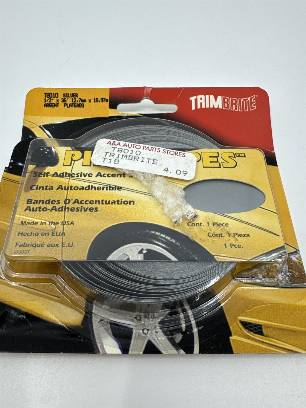 TrimBrite T8010 Silver 1/2" Pinstripe Self-Adhesive Accent 07197 USA
