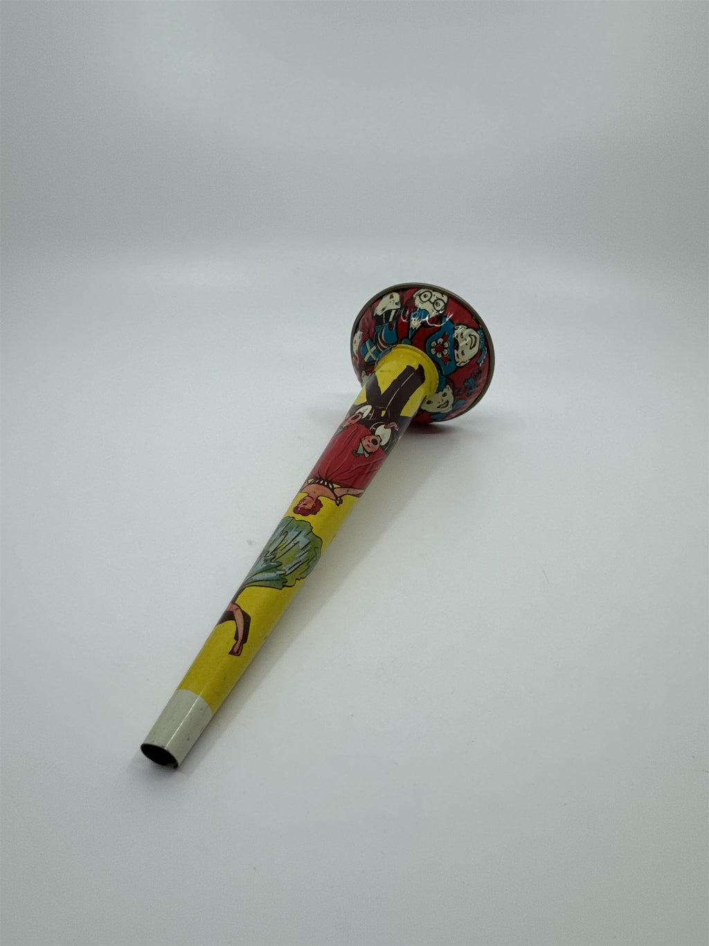 Vintage 1950s Tin Litho Noisemaker Metal Horn (Missing Buzzer) Kids Dancers Ball