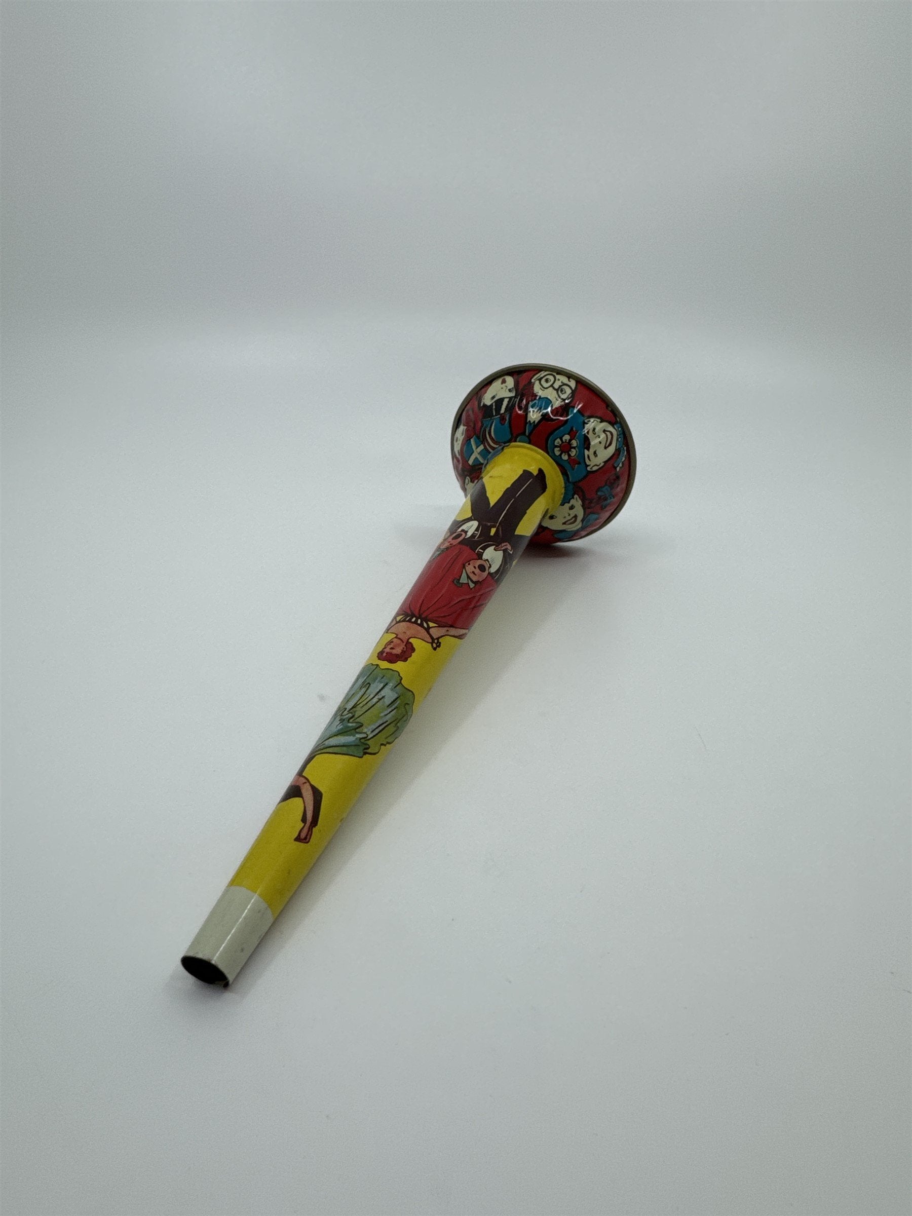 Vintage 1950s Tin Litho Noisemaker Metal Horn (Missing Buzzer) Kids Dancers Ball