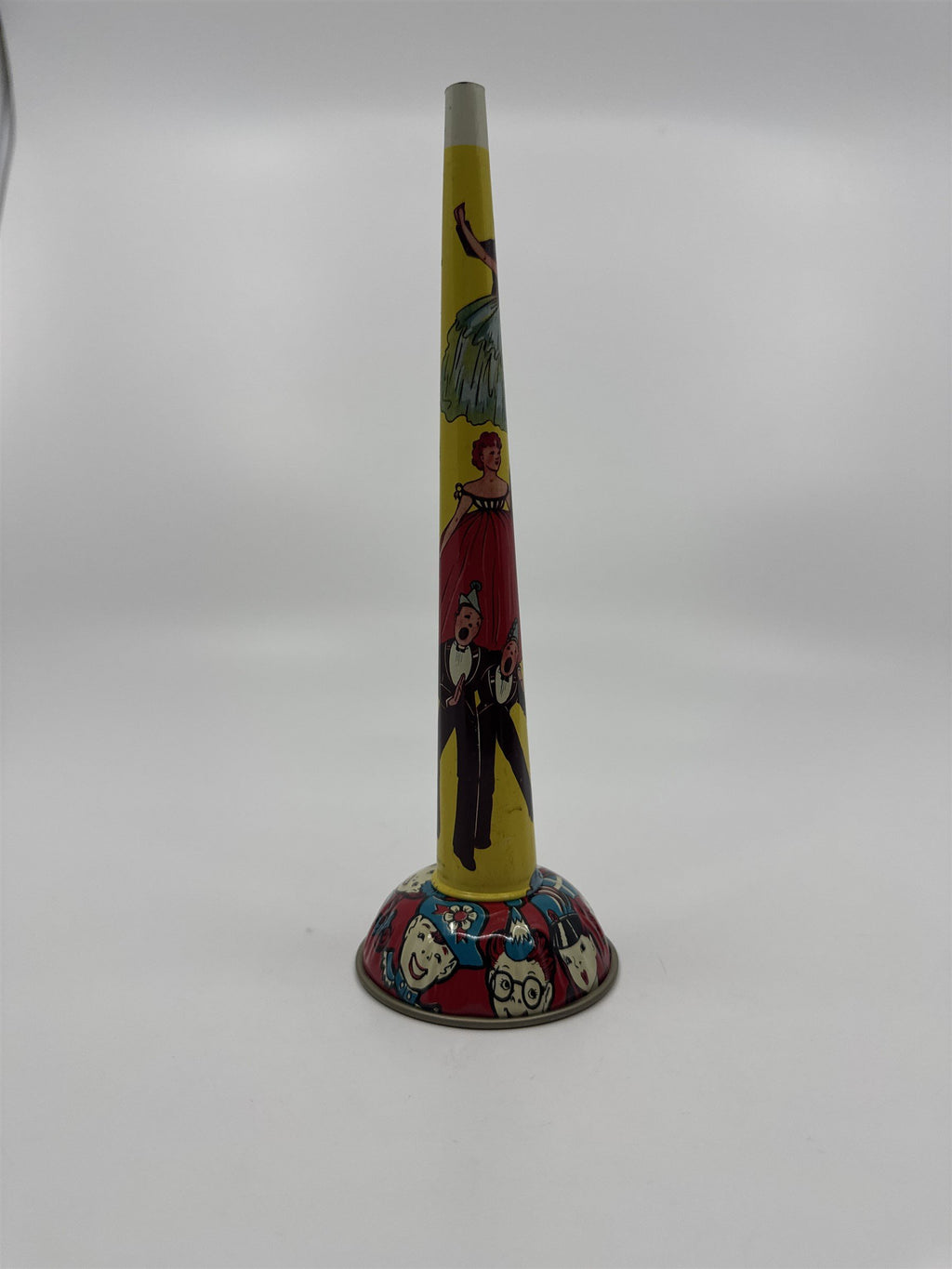 Vintage 1950s Tin Litho Noisemaker Metal Horn (Missing Buzzer) Kids Dancers Ball