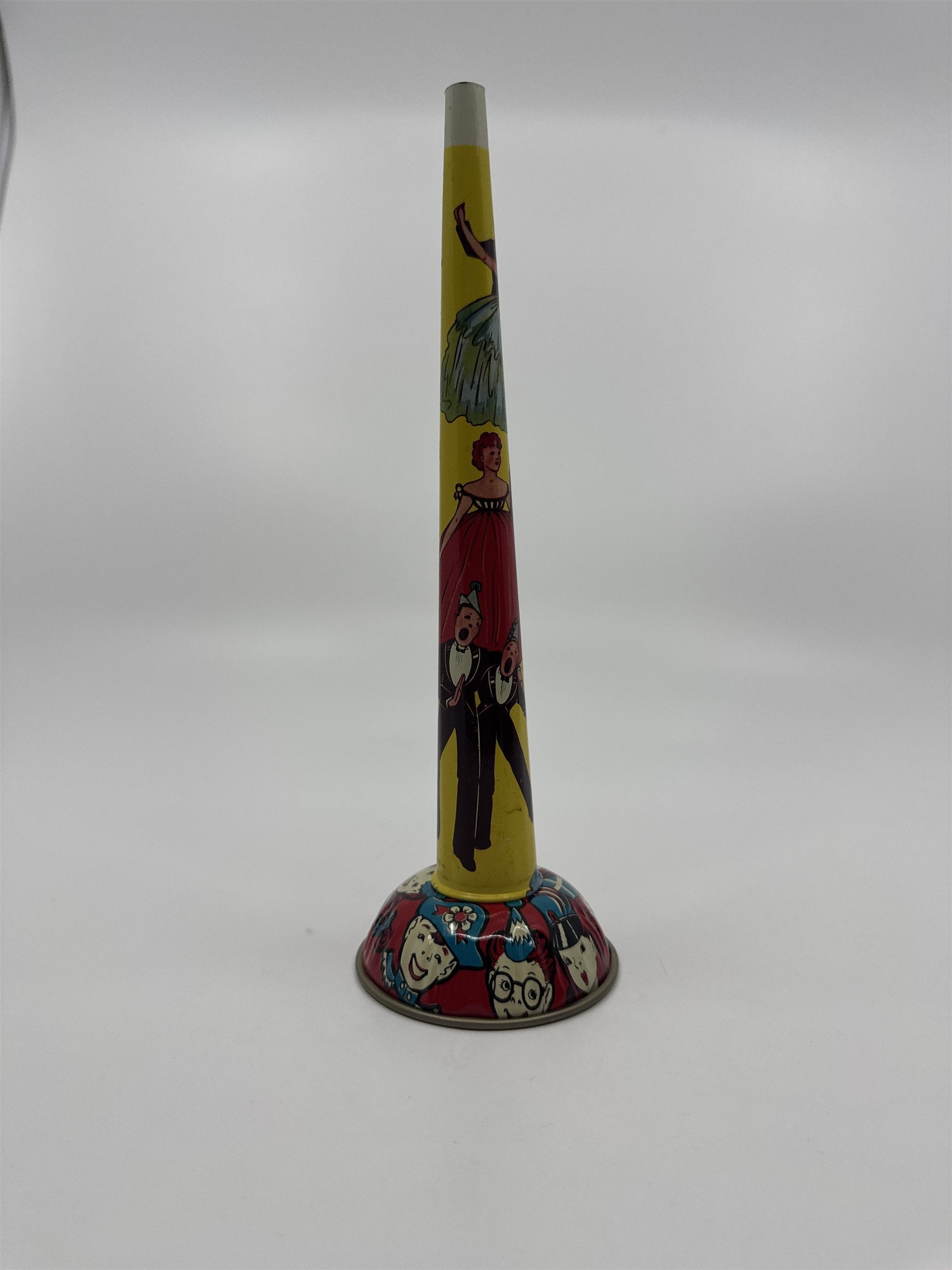 Vintage 1950s Tin Litho Noisemaker Metal Horn (Missing Buzzer) Kids Dancers Ball