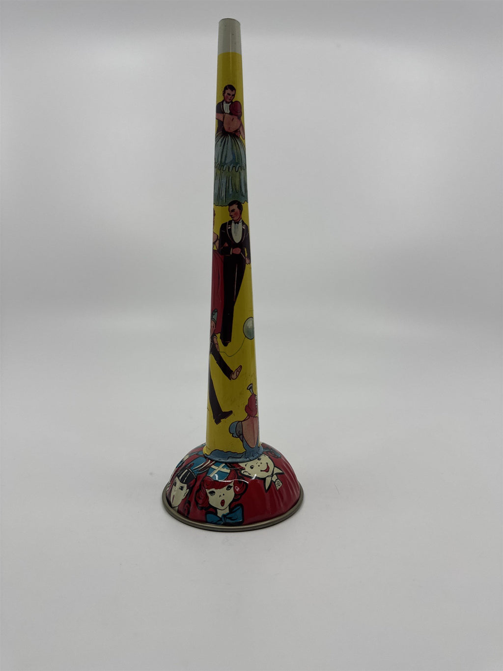 Vintage 1950s Tin Litho Noisemaker Metal Horn (Missing Buzzer) Kids Dancers Ball