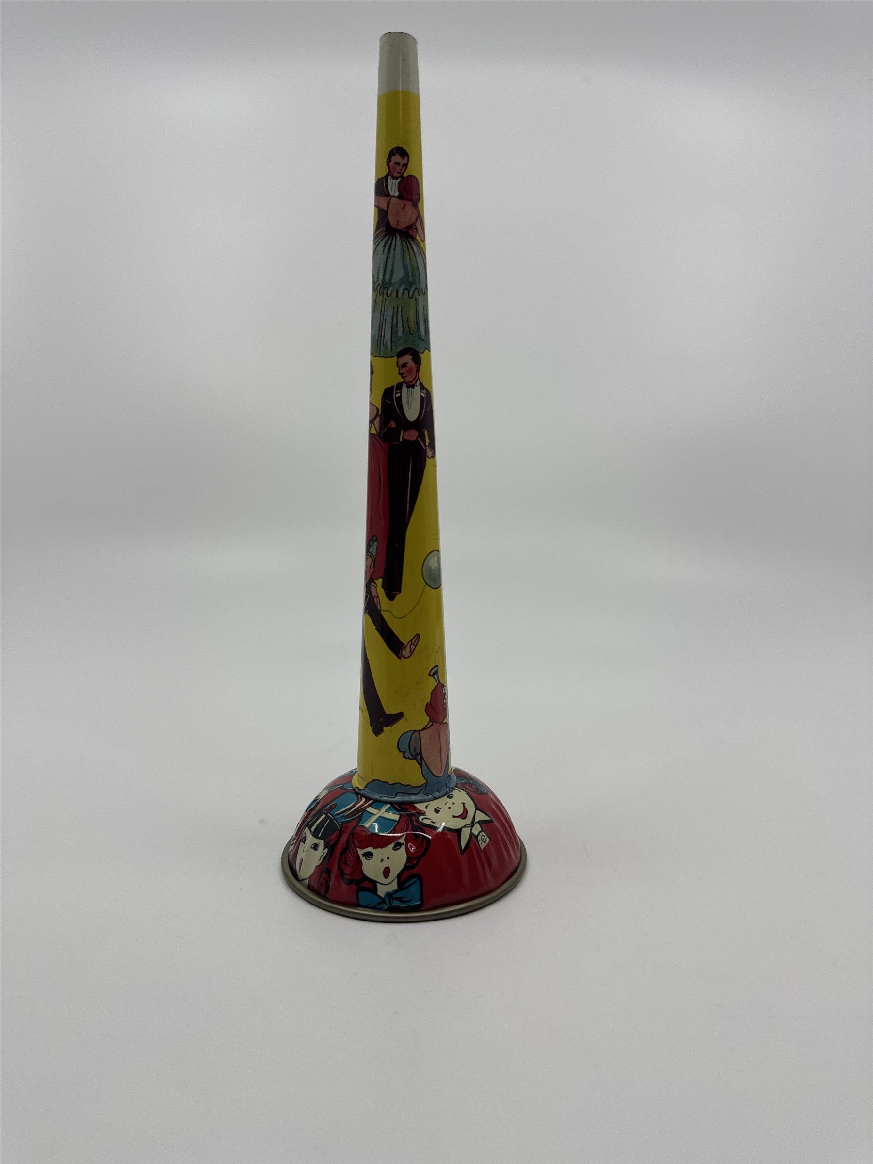 Vintage 1950s Tin Litho Noisemaker Metal Horn (Missing Buzzer) Kids Dancers Ball