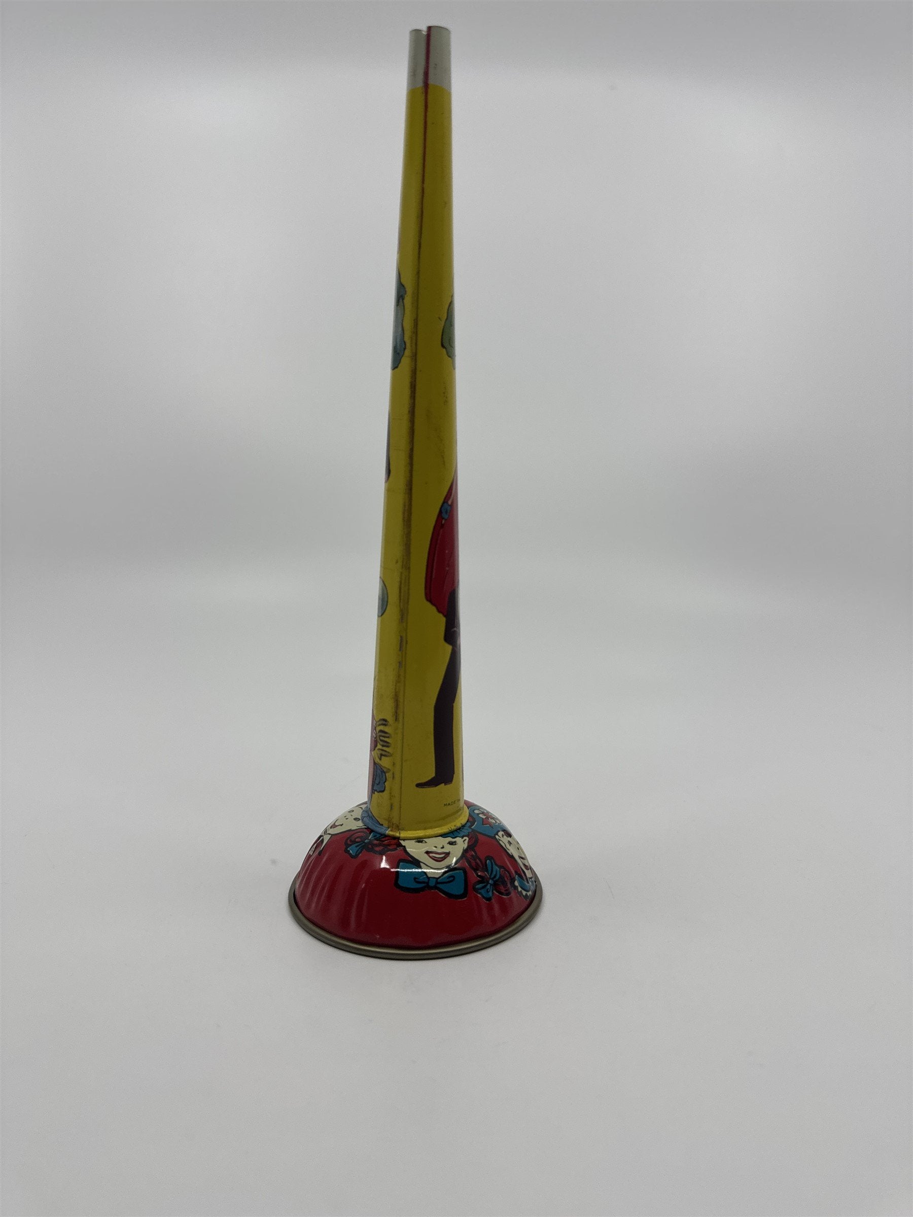 Vintage 1950s Tin Litho Noisemaker Metal Horn (Missing Buzzer) Kids Dancers Ball