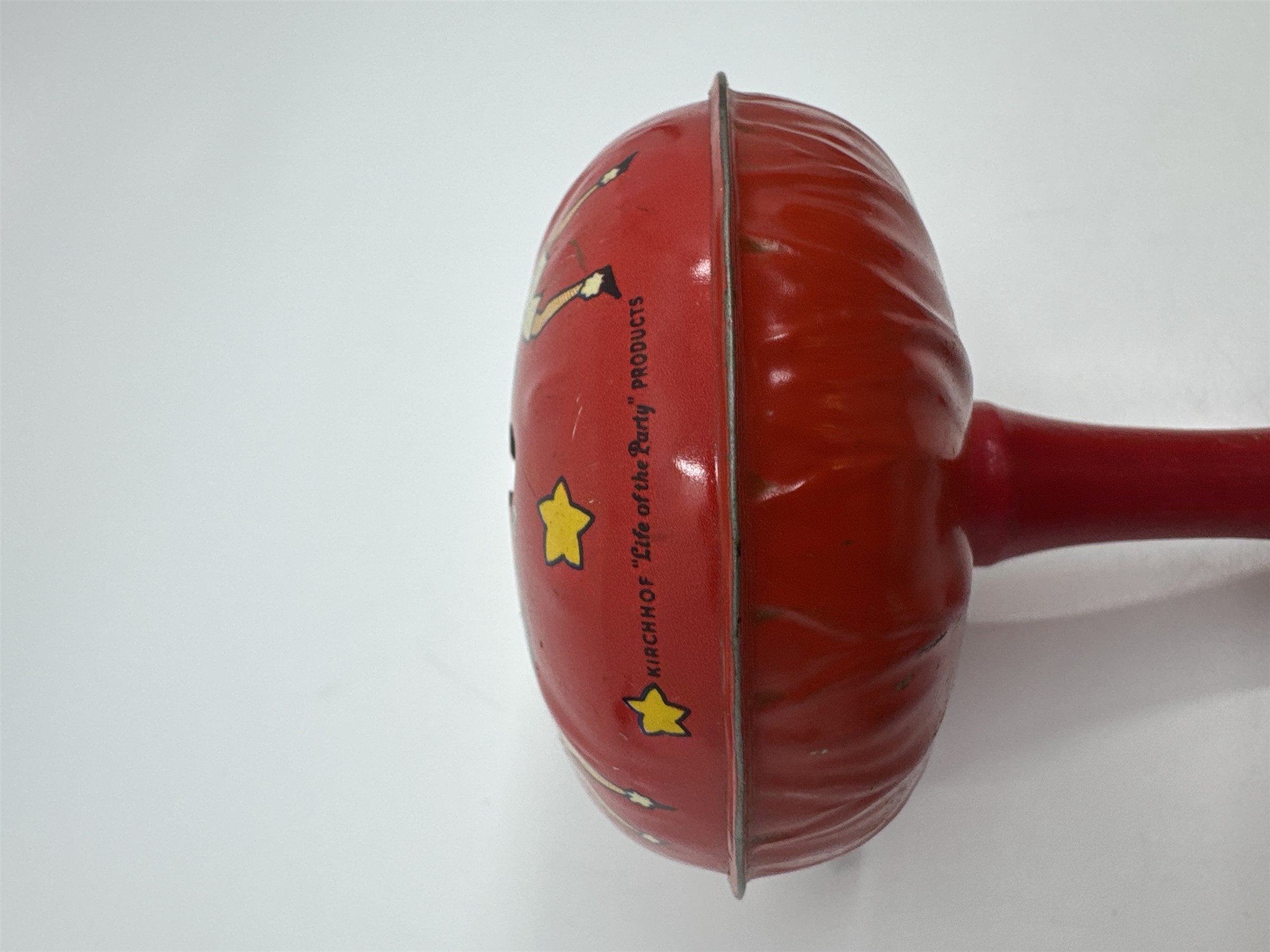 Kirchhof 1950s Tin Litho Toy Noisemaker Newark NJ USA Dancers w Hats Tophats