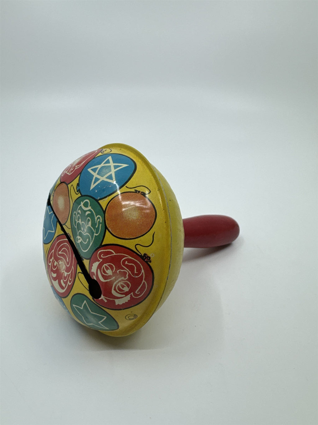 Vintage 1950s Tin Litho Noisemaker USA Balloons Clowns and Stars