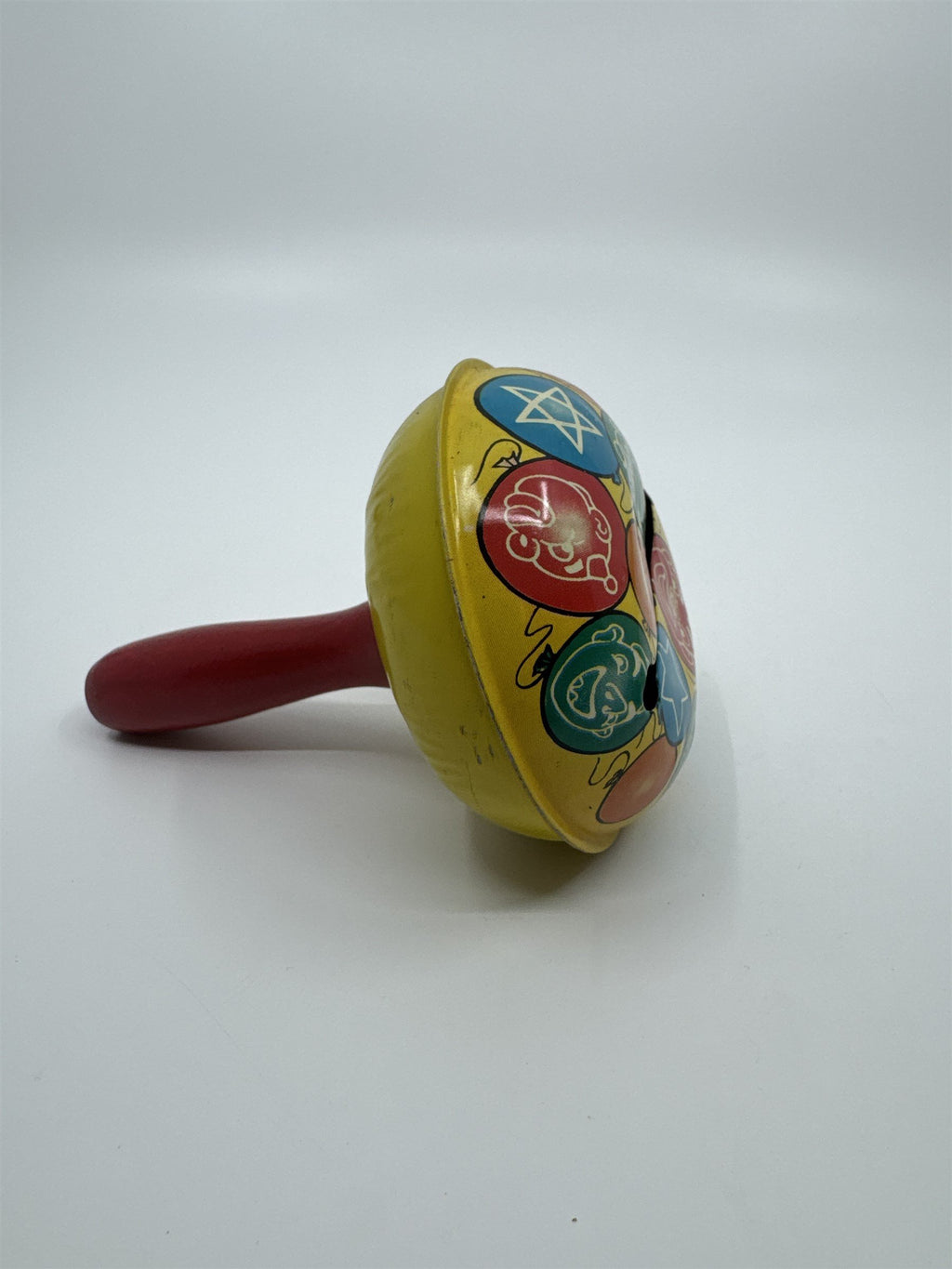 Vintage 1950s Tin Litho Noisemaker USA Balloons Clowns and Stars