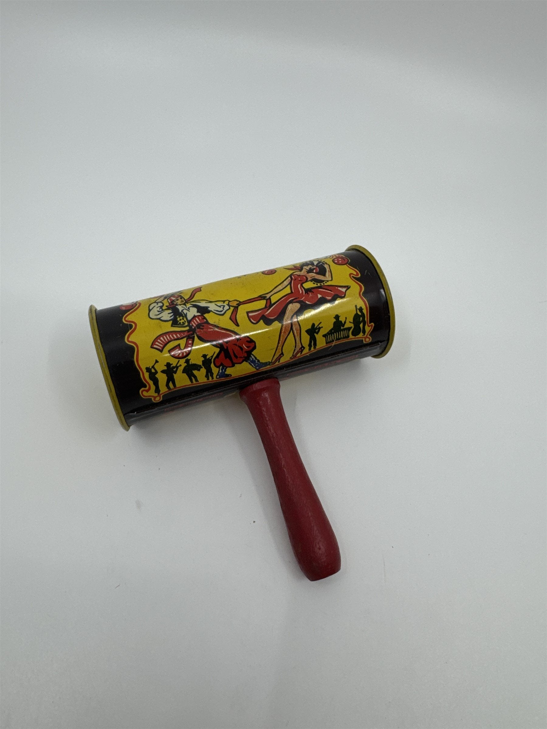 Kirchhof 1950s Tin Litho Toy Noisemaker Newark NJ USA Musical Clowns /w Balloons