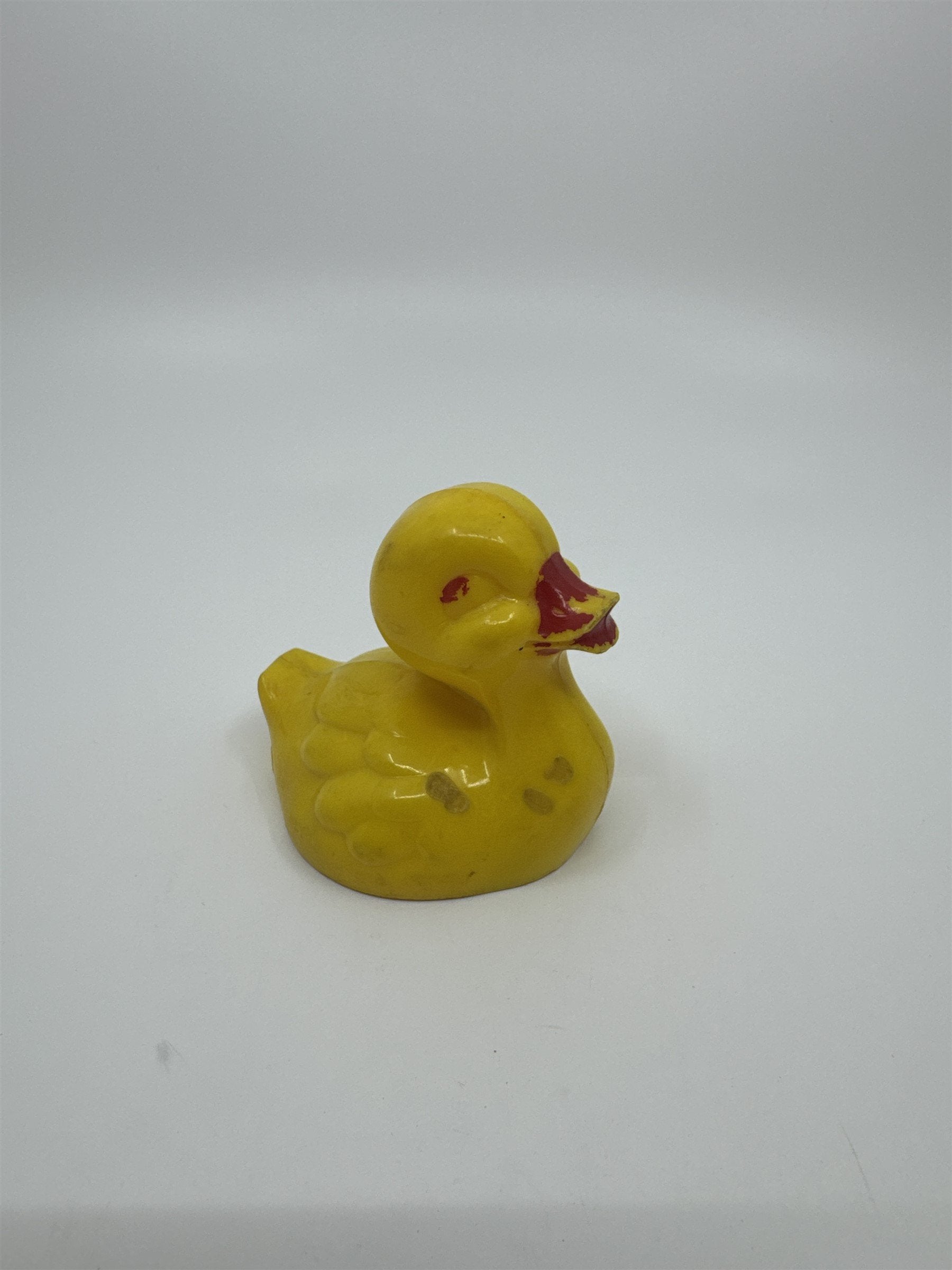 Irwin Vintage Hard Plastic Duck Baby Rattle Toy Yellow Plastic Noisemaker 50s 60