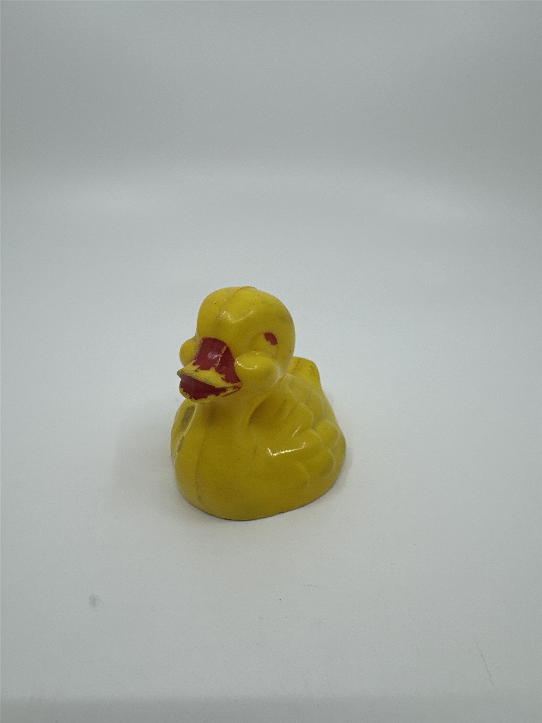 Irwin Vintage Hard Plastic Duck Baby Rattle Toy Yellow Plastic Noisemaker 50s 60