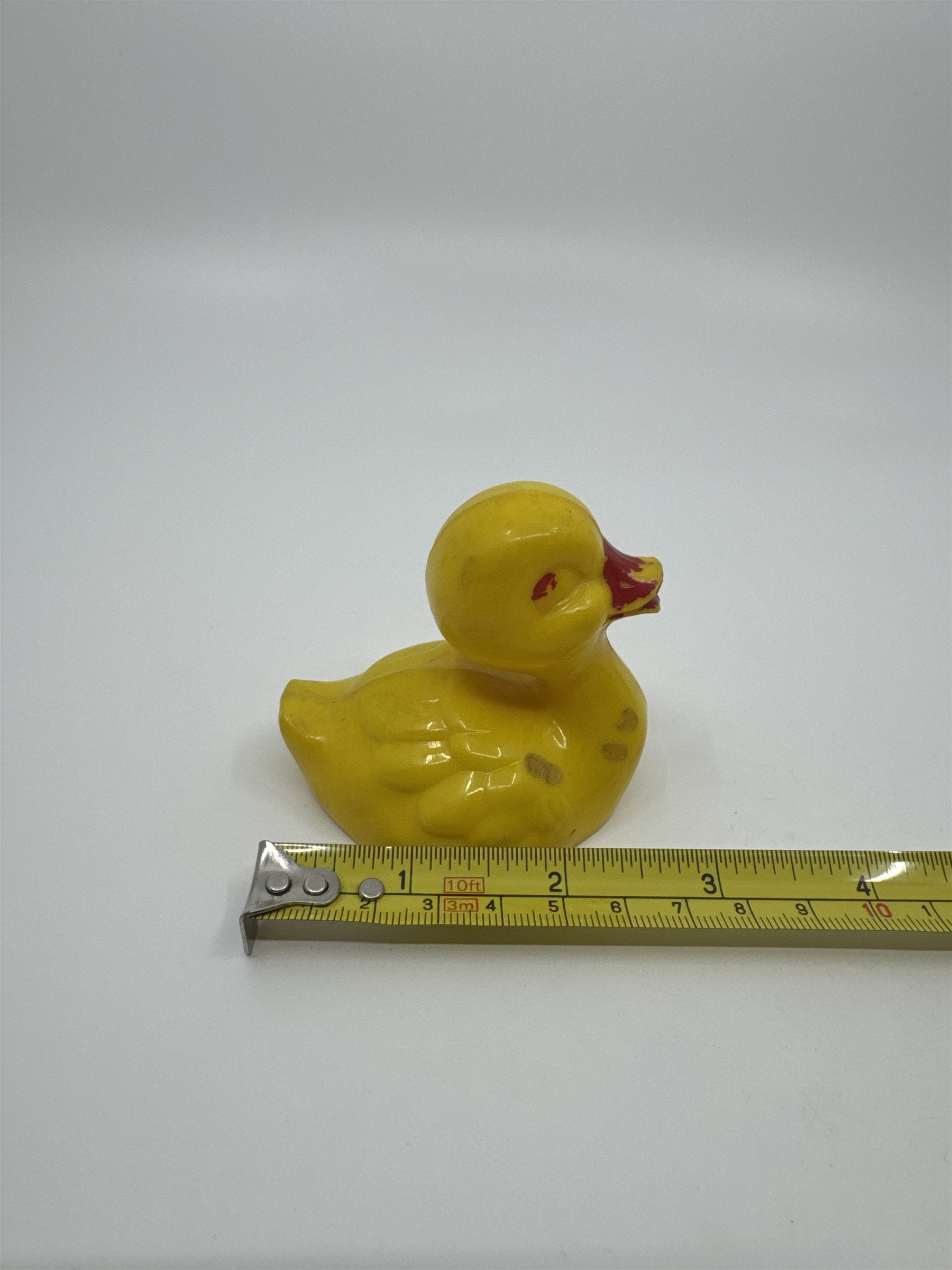 Irwin Vintage Hard Plastic Duck Baby Rattle Toy Yellow Plastic Noisemaker 50s 60