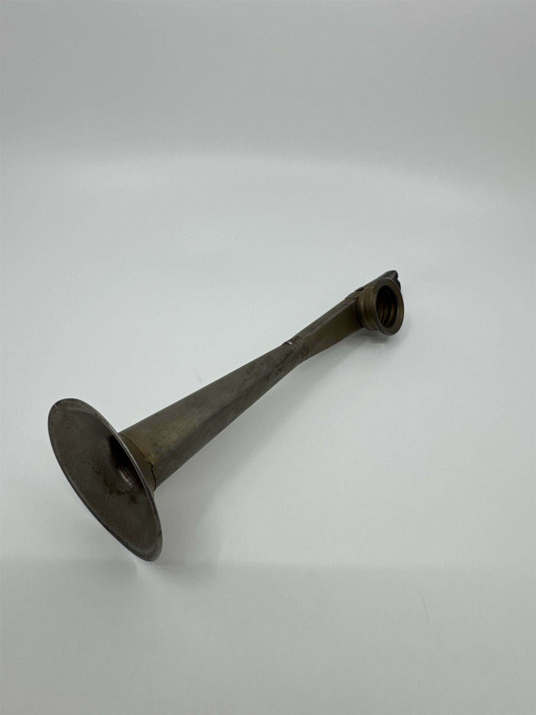 Vintage 1950s Tin Litho Noisemaker Metal Horn Handmade Black and Gold Toned Toy