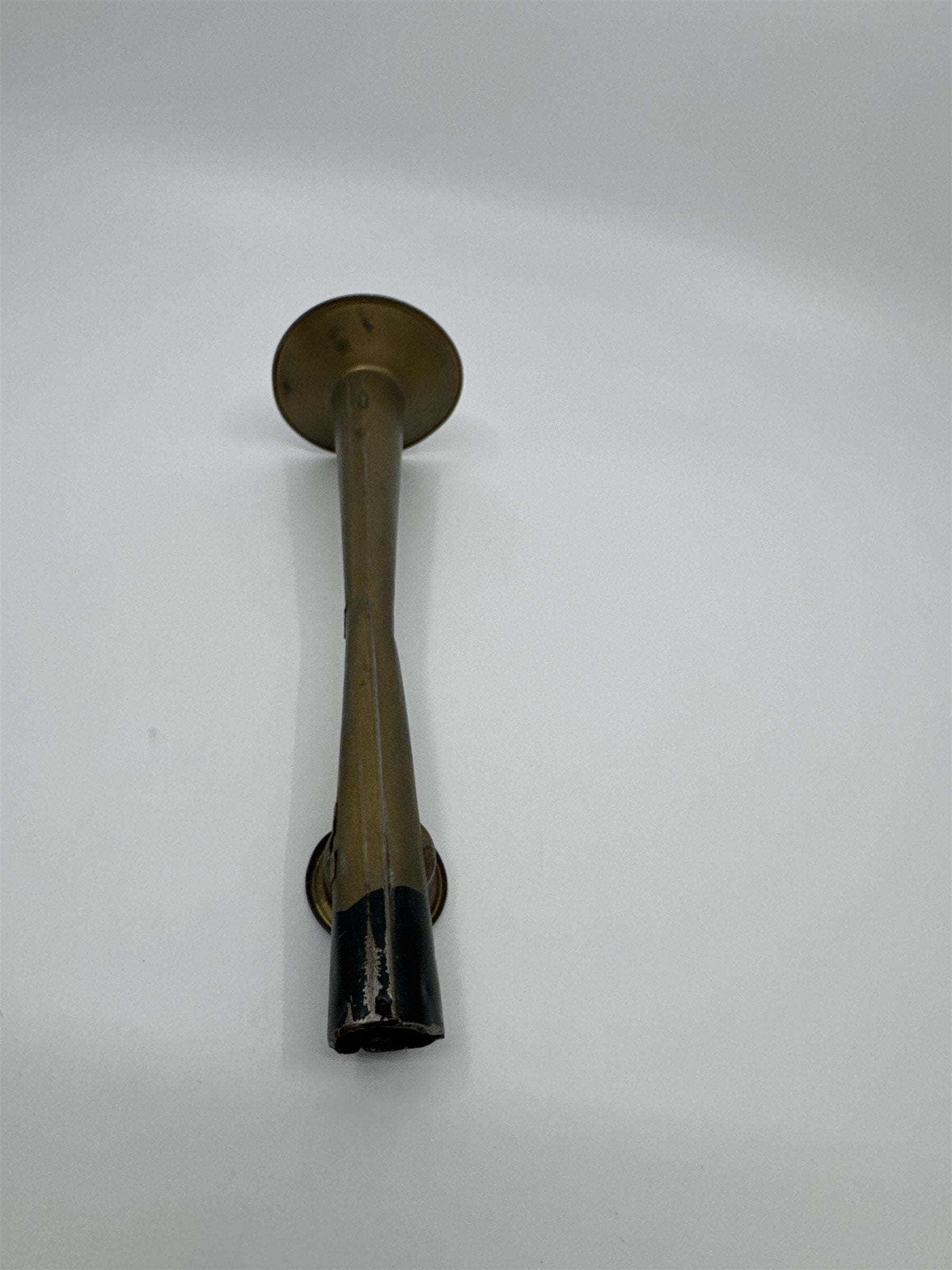 Vintage 1950s Tin Litho Noisemaker Metal Horn Handmade Black and Gold Toned Toy