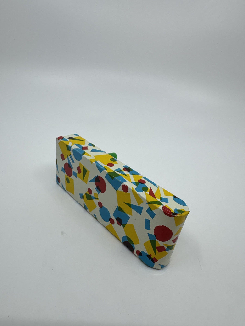 Vintage 1950s Tin Litho Winding Noisemaker USA Geometric Shapes Squares Circles