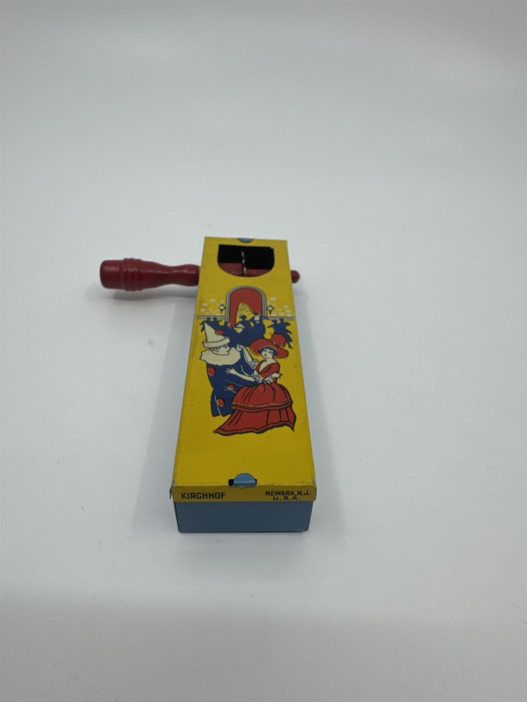 Kirchhof 1950s Tin Litho Winding Noisemaker Newark NJ USA Dancers /w Clown Ball